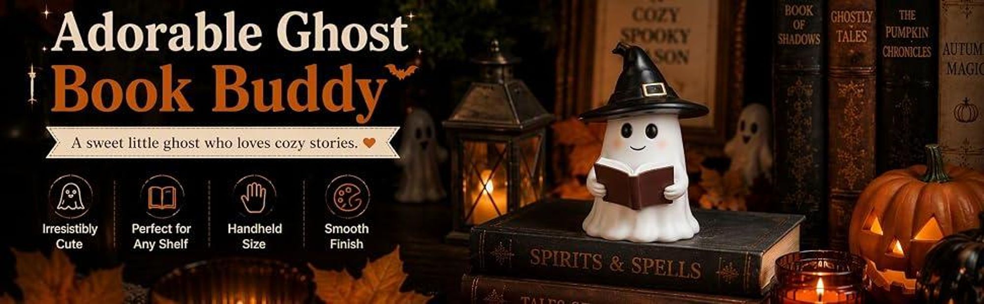 Halloween-Dekoration für drinnen: Lesende Geisterfiguren – niedliche Wohnaccessoires