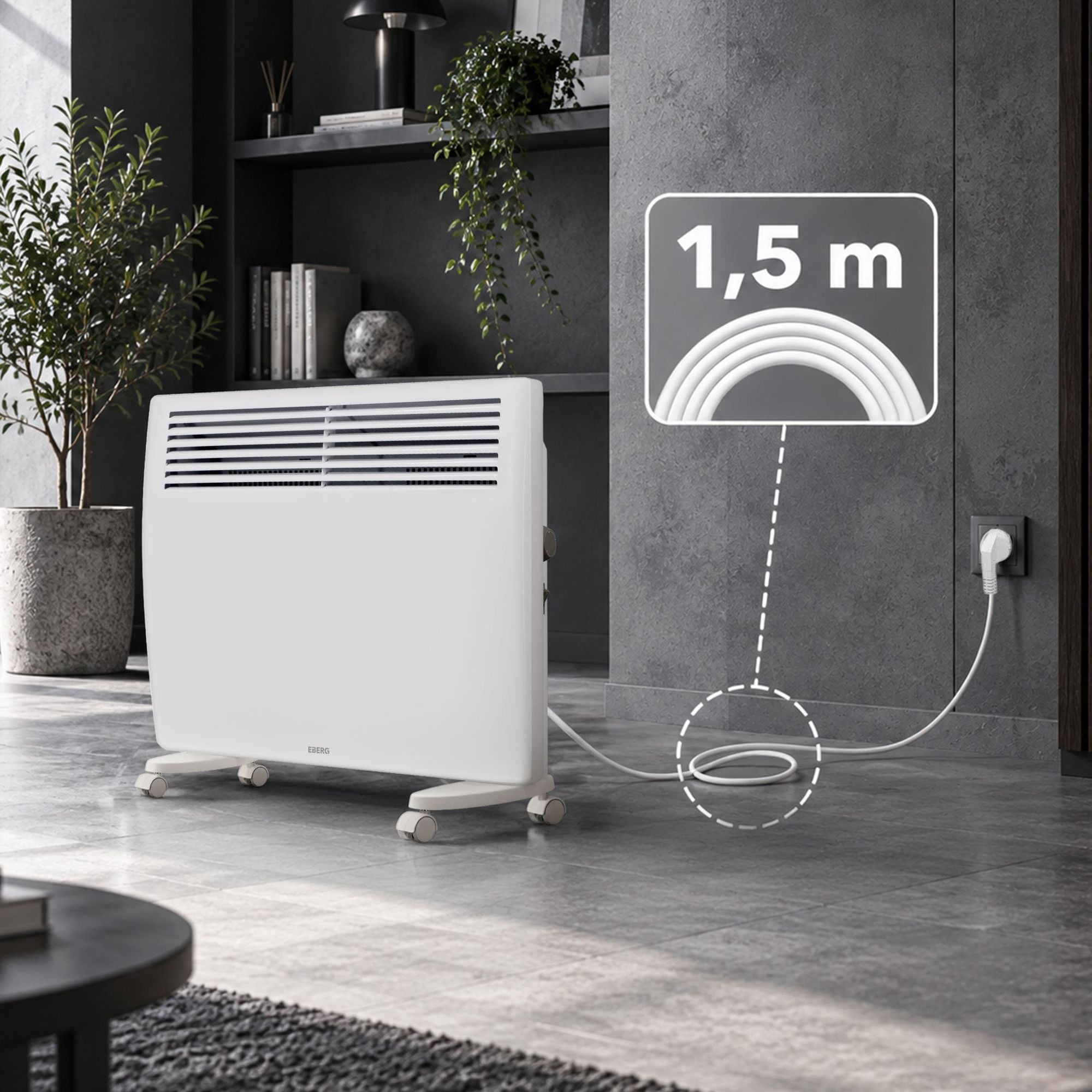 EBERG VECTO 1kW Grzejnik konwektorowy 1000 W Termostat Biały