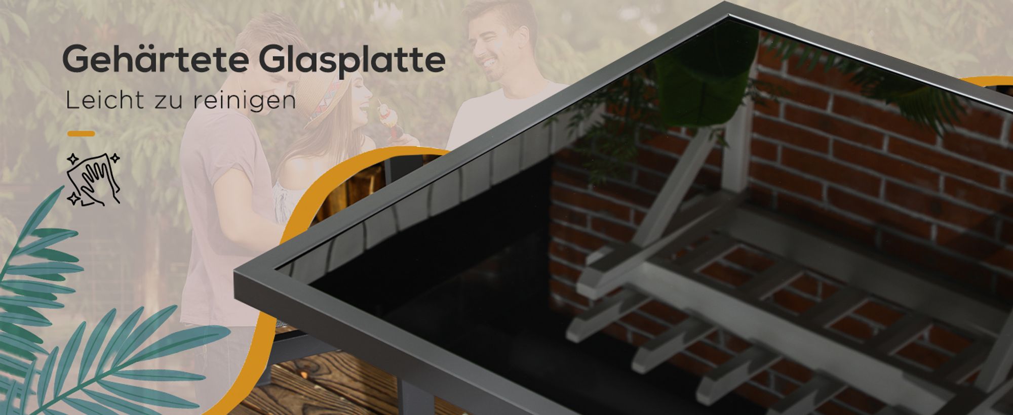 Outsunny Gartentisch Esstisch für Garten mit Klappbarer Tischplatte, Schwarz