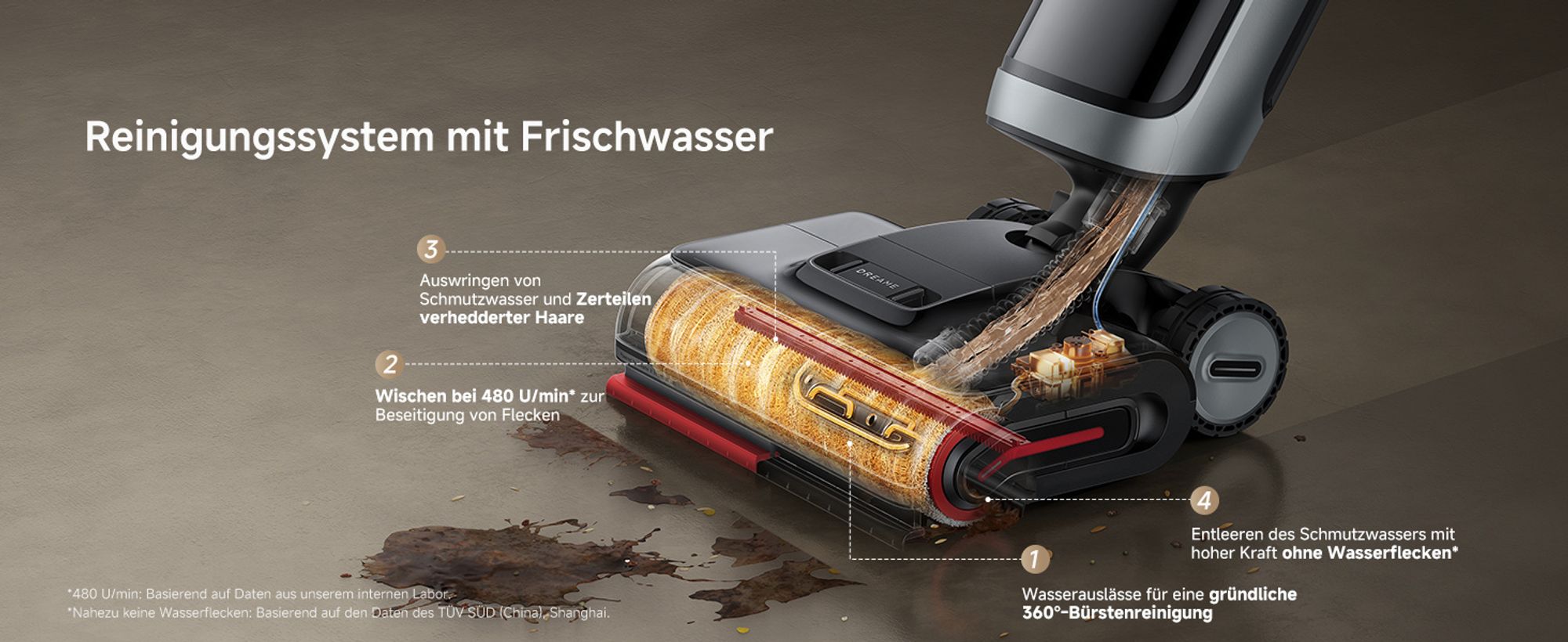 DREAME H15 Pro Heat Kabelloser Staubsauger, Nass/Trocken 2in1, 22000 Pa Saugleistung, 85℃ Heißwasser automatische Reinigung,Tangle-Free-Technologie