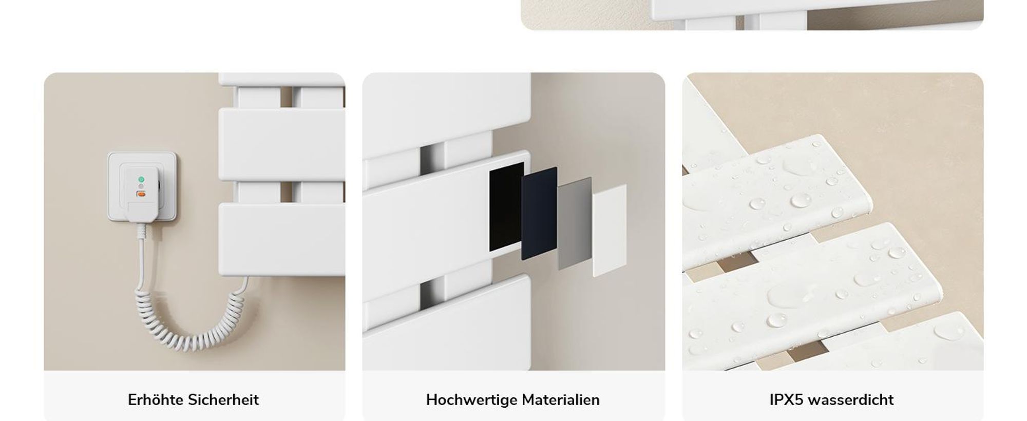 EMKE Elektrischer Handtuchheizkörper, WiFi APP Steuerung LED Touchscreen mit Timer, Handtuchtrockner 130x50cm 440W Weiß
