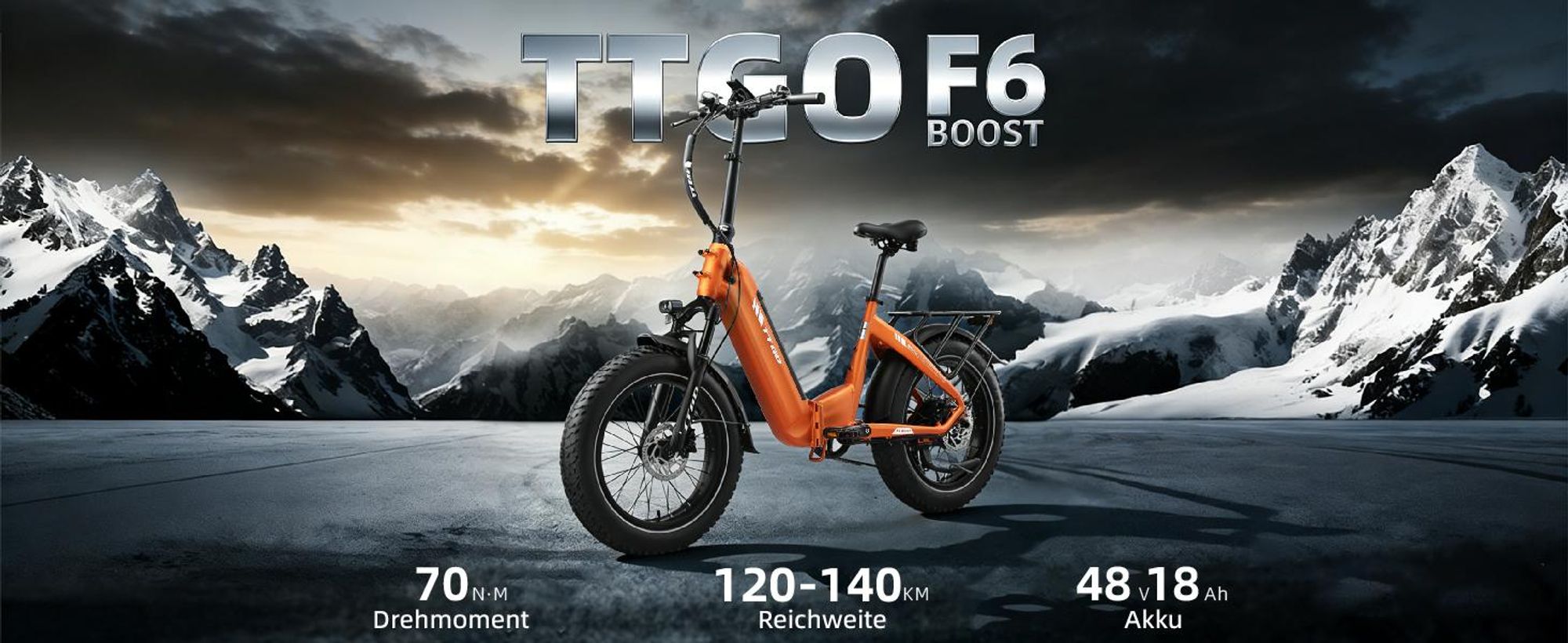 TTGO F6 Boost E-Bike Klapprad 20x4 Zoll, 70Nm Hinterradmotor, 140km, F6B, Drehmomentsensor, 7Gang SHIMANO, Kettenschaltung, 864 Wh,Elektrofahrrad Grau