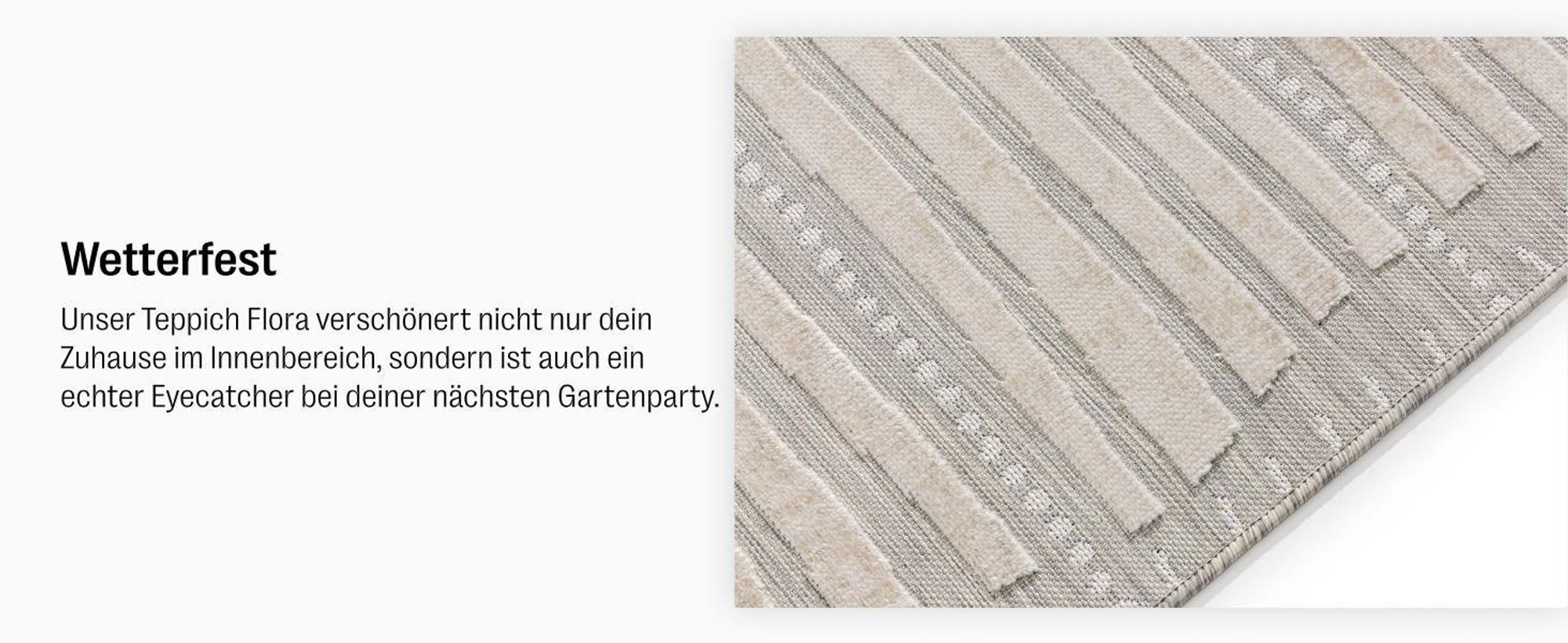 benuta In- & Outdoor Teppich Flora Creme 120x170 cm Teppich Wohnzimmer Outdoorteppich Rechteckig Muster Kurzflor