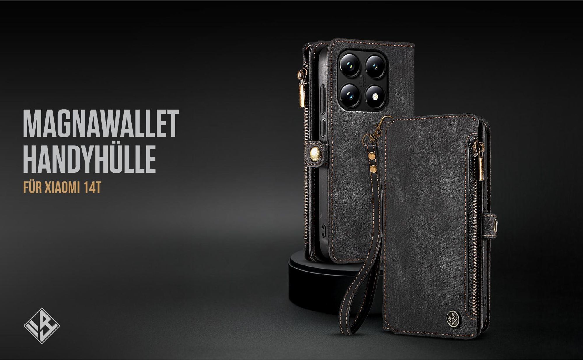 Klappbare Geldbeutel Handyhülle mit Handschlaufe für Xiaomi 14T
