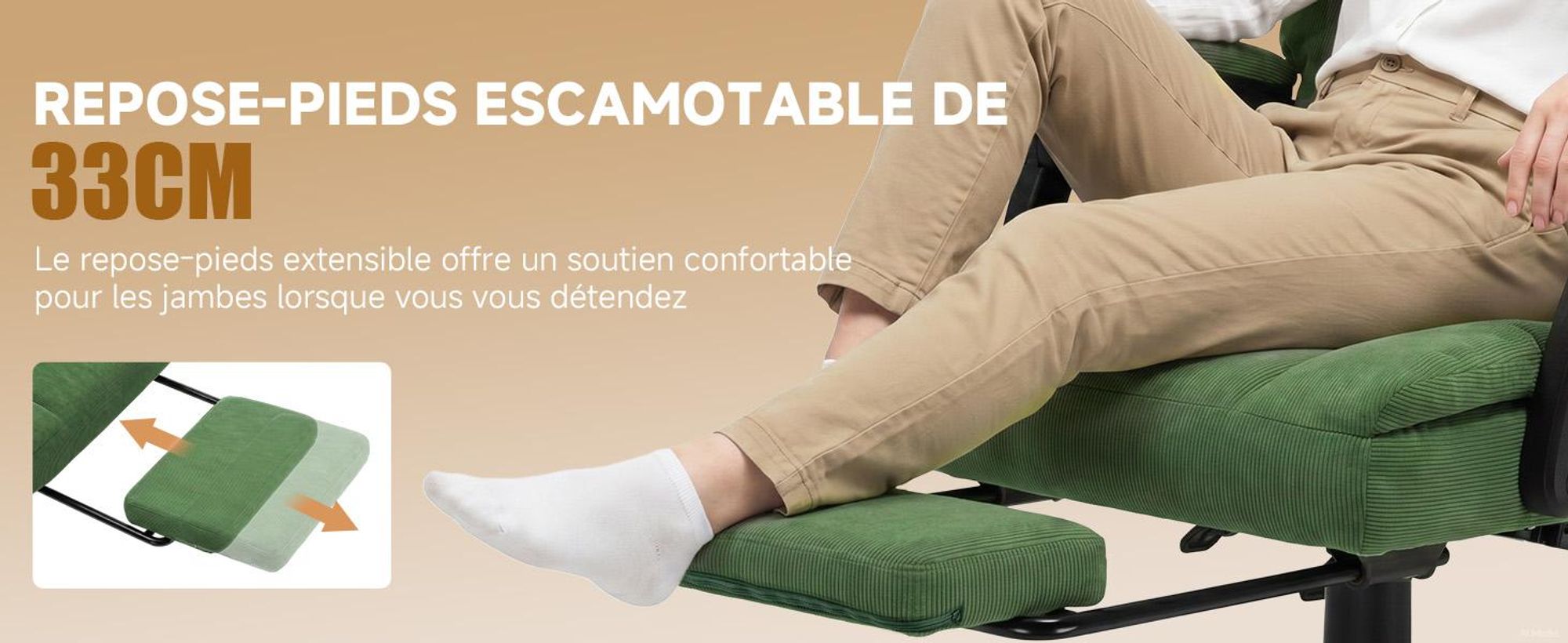 Chaise de gaming GTPLAYER, chaise de bureau ergonomique avec repose-pieds et support lombaire, fauteuil de bureau haut de gamme pour grandes personnes