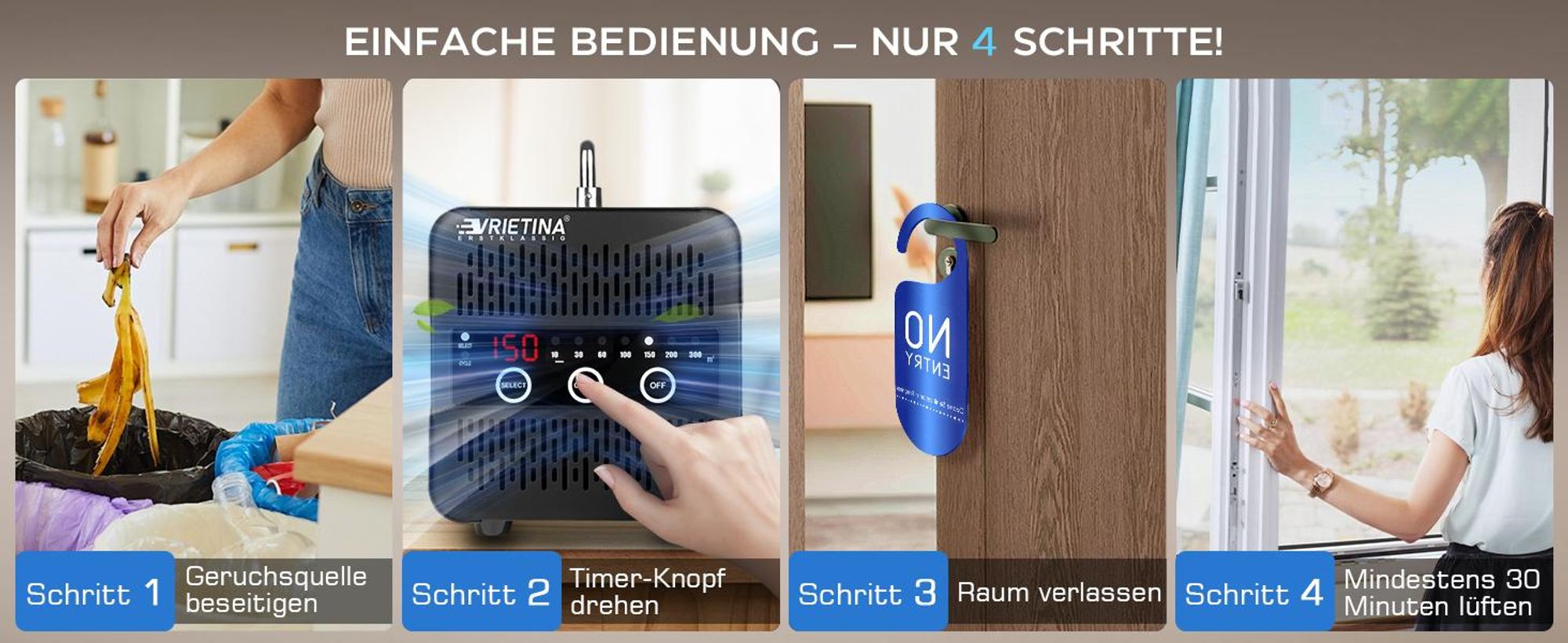 65000mg/h Ozongenerator mit Touchscreen, Luftreiniger & Ozonisator Luftstrom 300 m3/h mit 120Min Timer 35dB/150W Für Auto, Haushalt & Gewerbe, Schwarz
