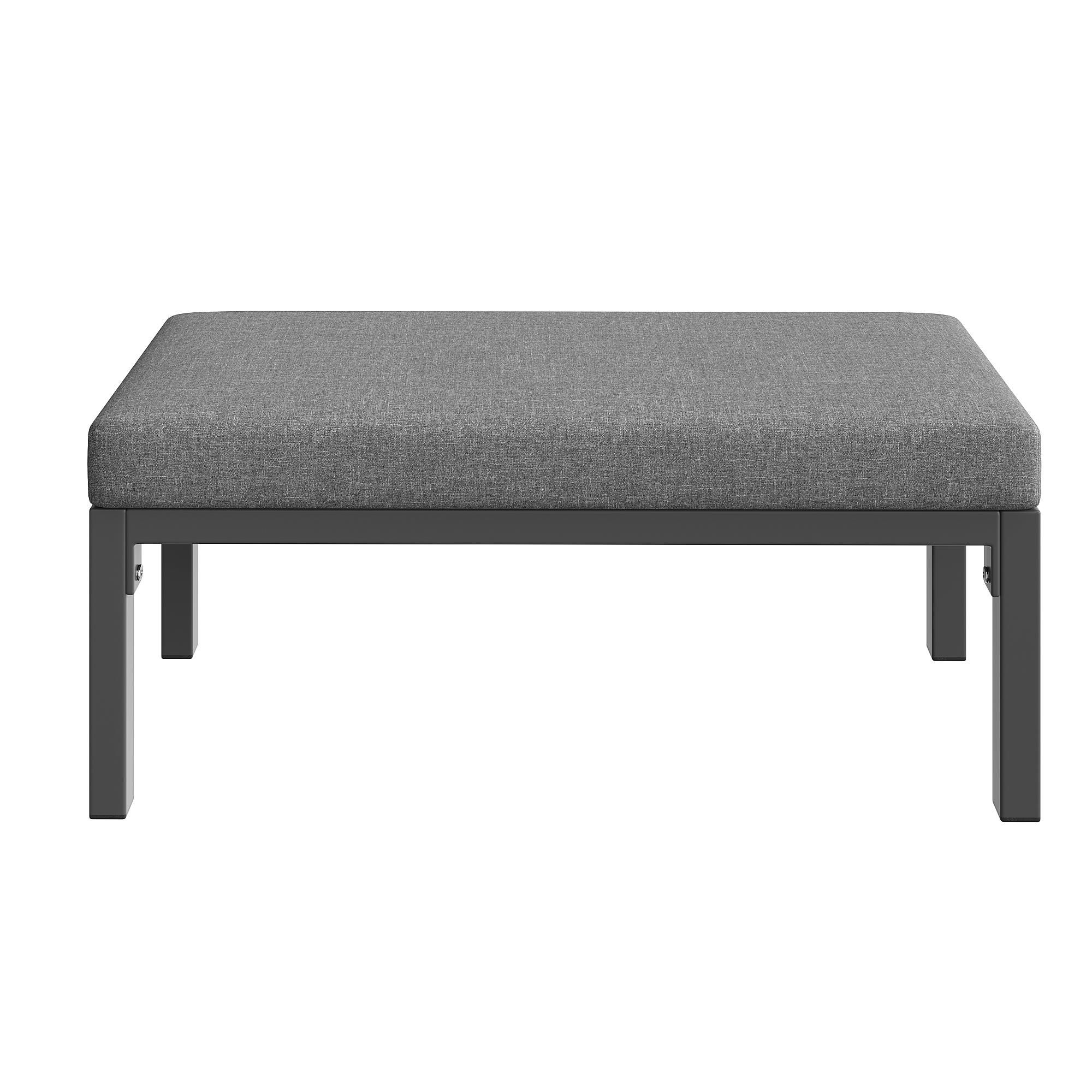 Flieks Gartenlounge-Set 6-tlg. aus verzinkter Stahlrahmen, Gartenmöbelset 8-9 Personen, Glastisch mit Marmoroptik, Terassenmöbelset Seil, Grau