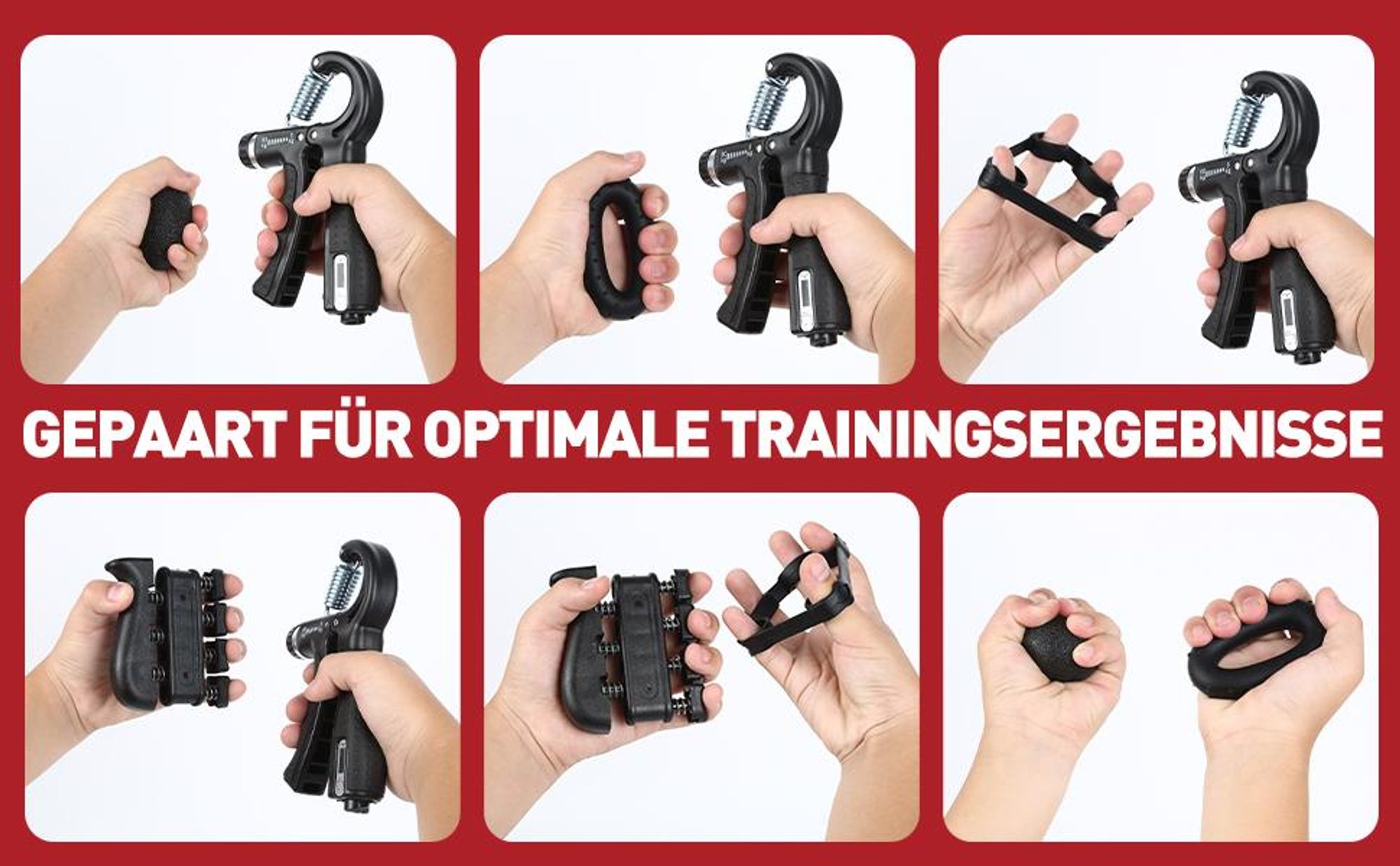Handtrainer, Fingertrainer, Fingerhantel, Finger Trainingsgerät, 6er Set Handmuskeltrainer, Unterarmtrainer, Verstellbare
