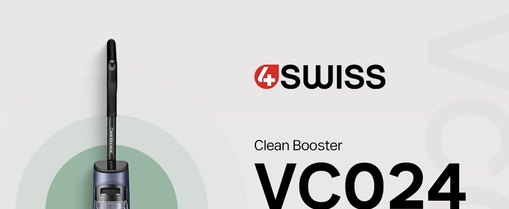 4Swiss VC024 Clean Booster – bezprzewodowy odkurzacz do czyszczenia na mokro i na sucho o mocy ssania 15 000 Pa – odkurzacz akumulatorowy z funkcją mycia podłóg, samoczyszczący, inteligentny odkurzacz z funkcją mycia