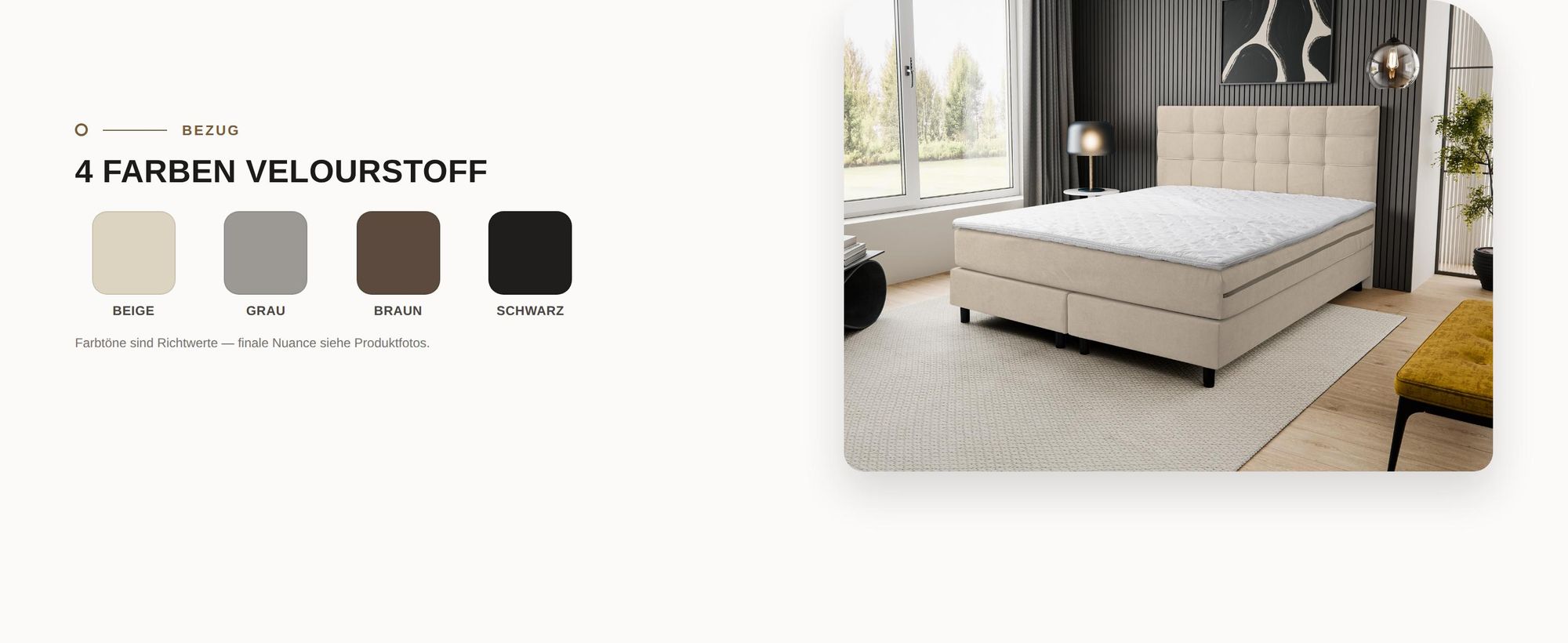 VENASI Boxspringbett 180x200, Boss Doppelbett Schwarz Velourstoff