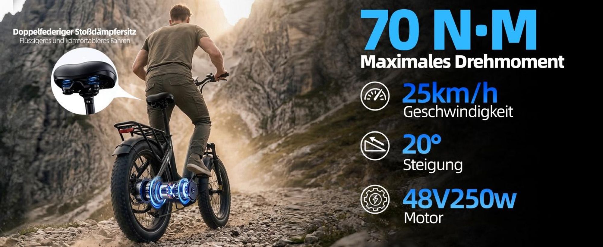 48V 18Ah LCD E-Bike Klappräder, 20 *4.0" Fetter Reifen Elektrofahrrad Für Stadtpendler, 70Nm, Drehmomentsensor ,Austauschbarem Akku bis 140KM, 864 Wh