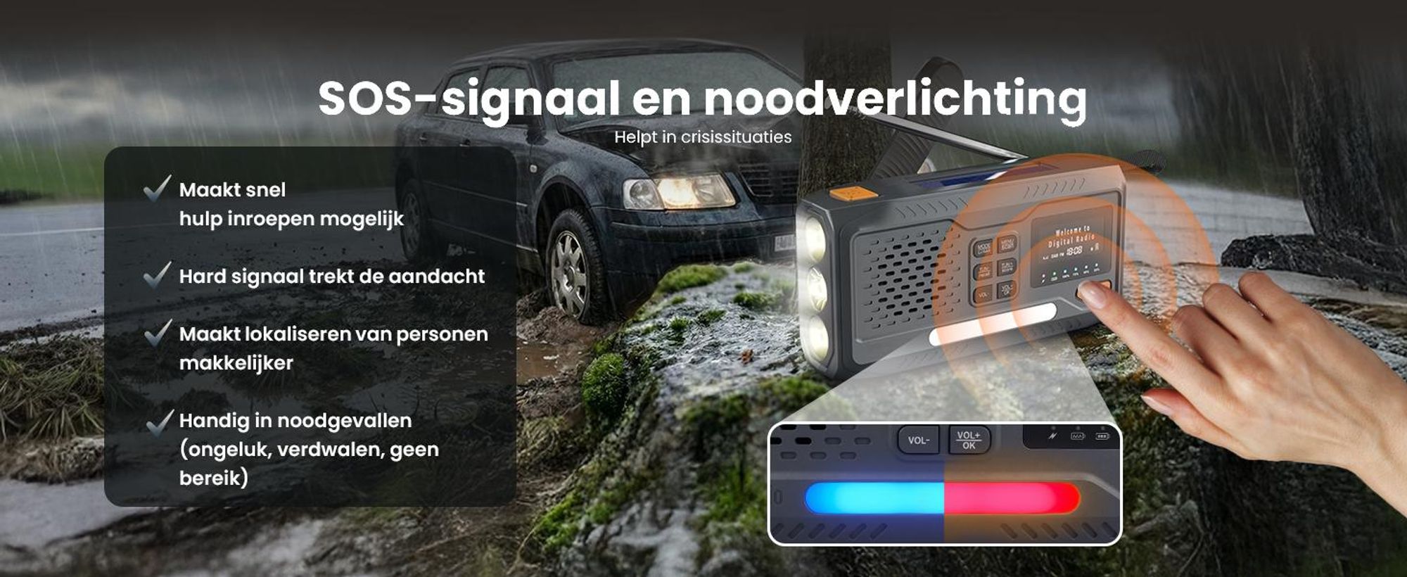 Extralink Noodradio DAB/FM, Solar, Dynamo, 4500 mAh, Bluetooth en SOS