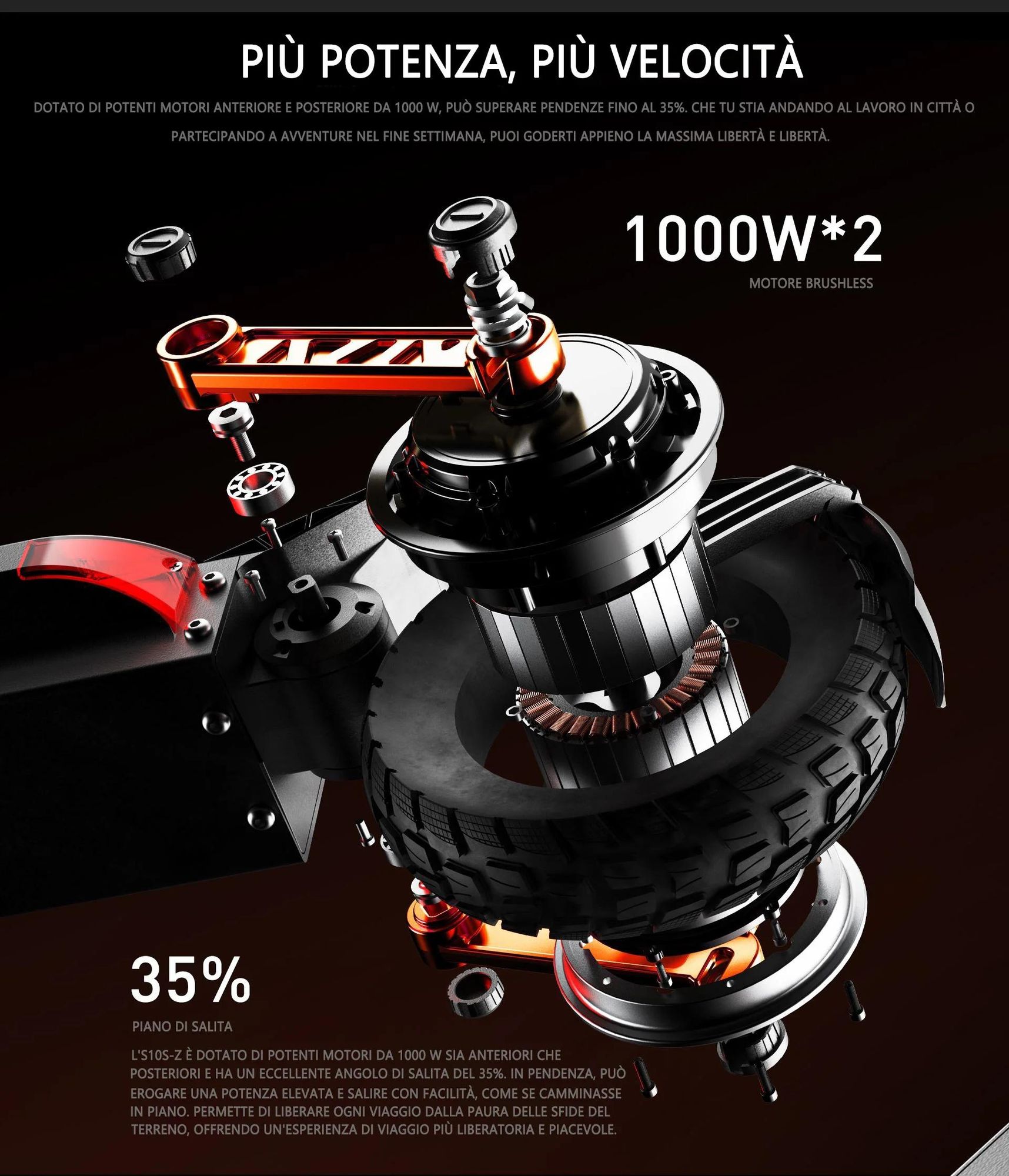 Scooter Elettrico JOYOR S10-S-Z 2025 - 2x1000W Batteria 60V18AH Pieghevole con Display a Colori e Frecce - Nero
