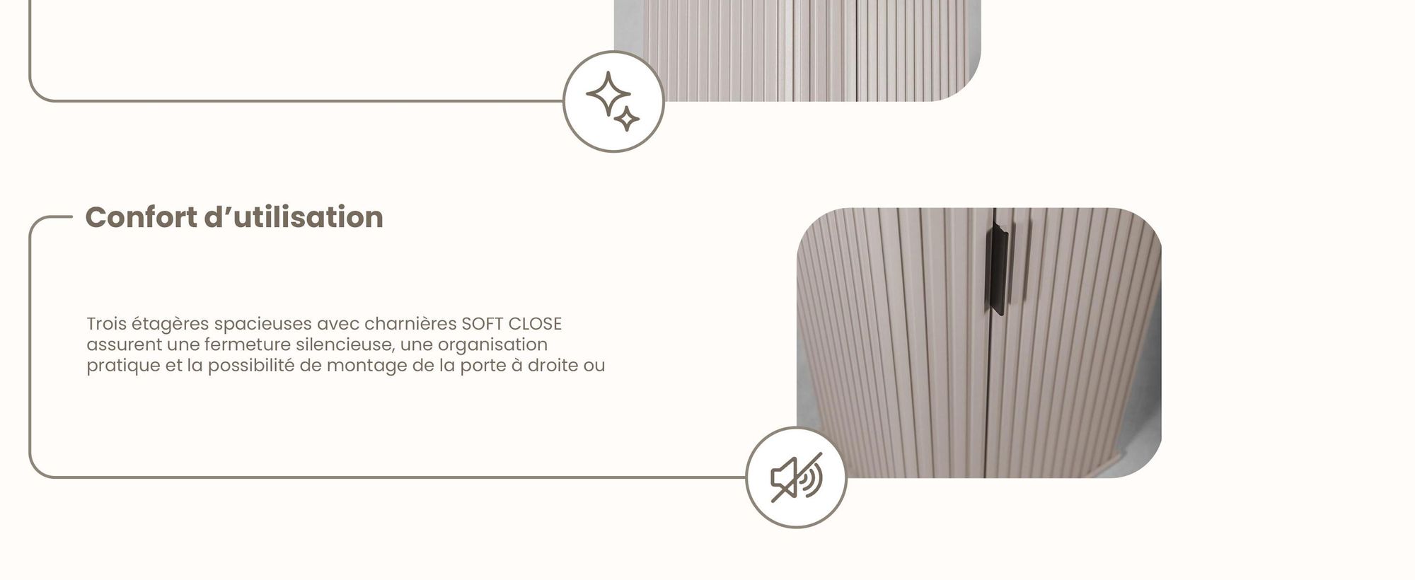 Armoire haute - 139 cm - Beige, Cachemire