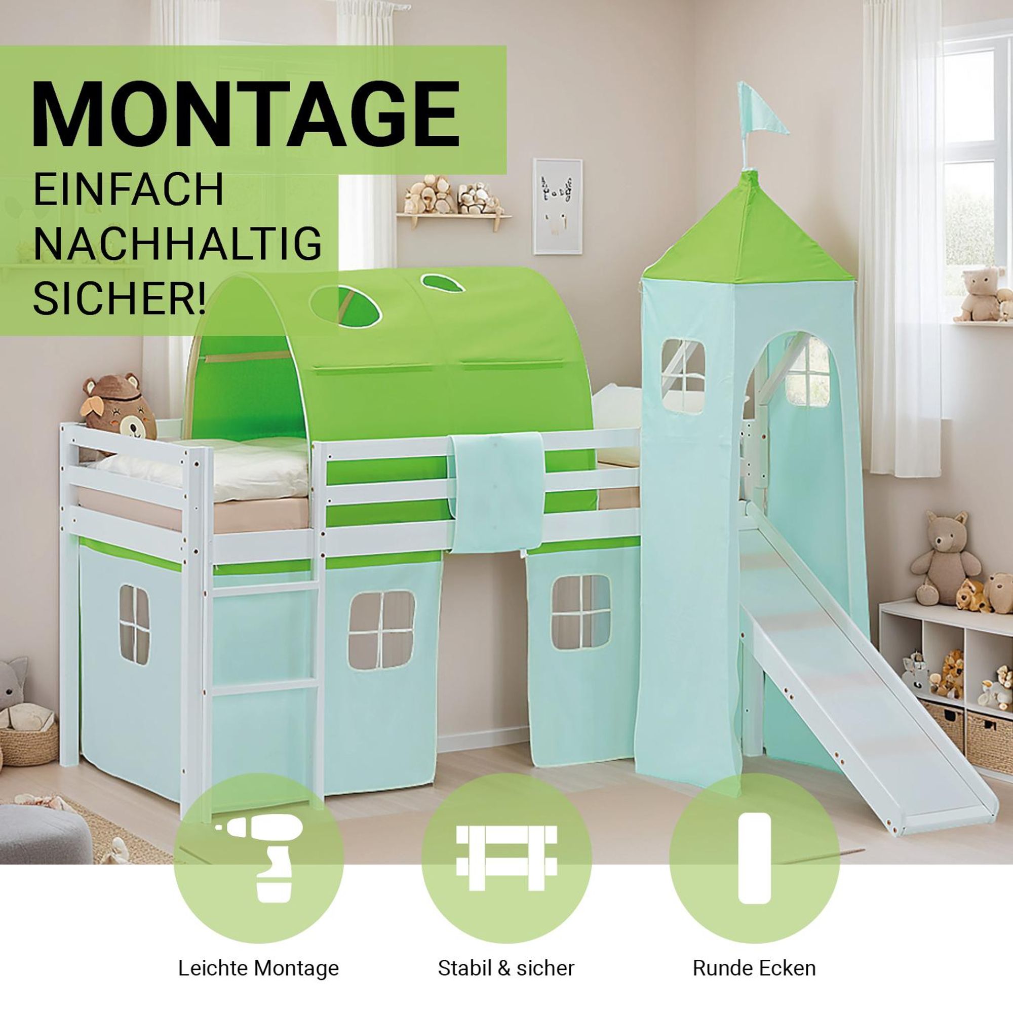 Einfach Montage, nachhaltig und sicher durch runde Ecken und Kanten.