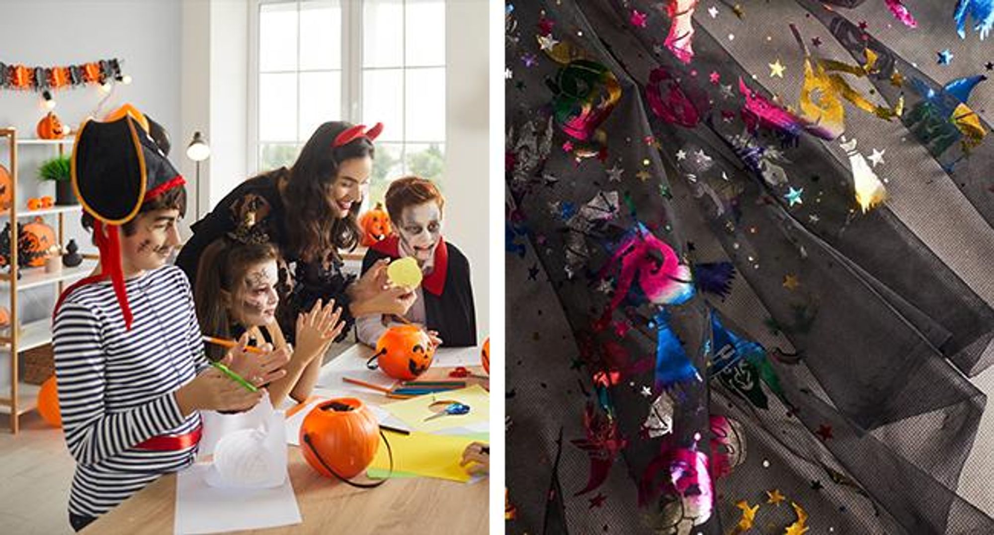 KRUMAD Halloween Kostüm Set 3-teilig – Hexenhut, Umhang mit Kapuze & Hexenbesen 87 cm, Hexenkostüm Zubehör für Kinder & Erwachsene