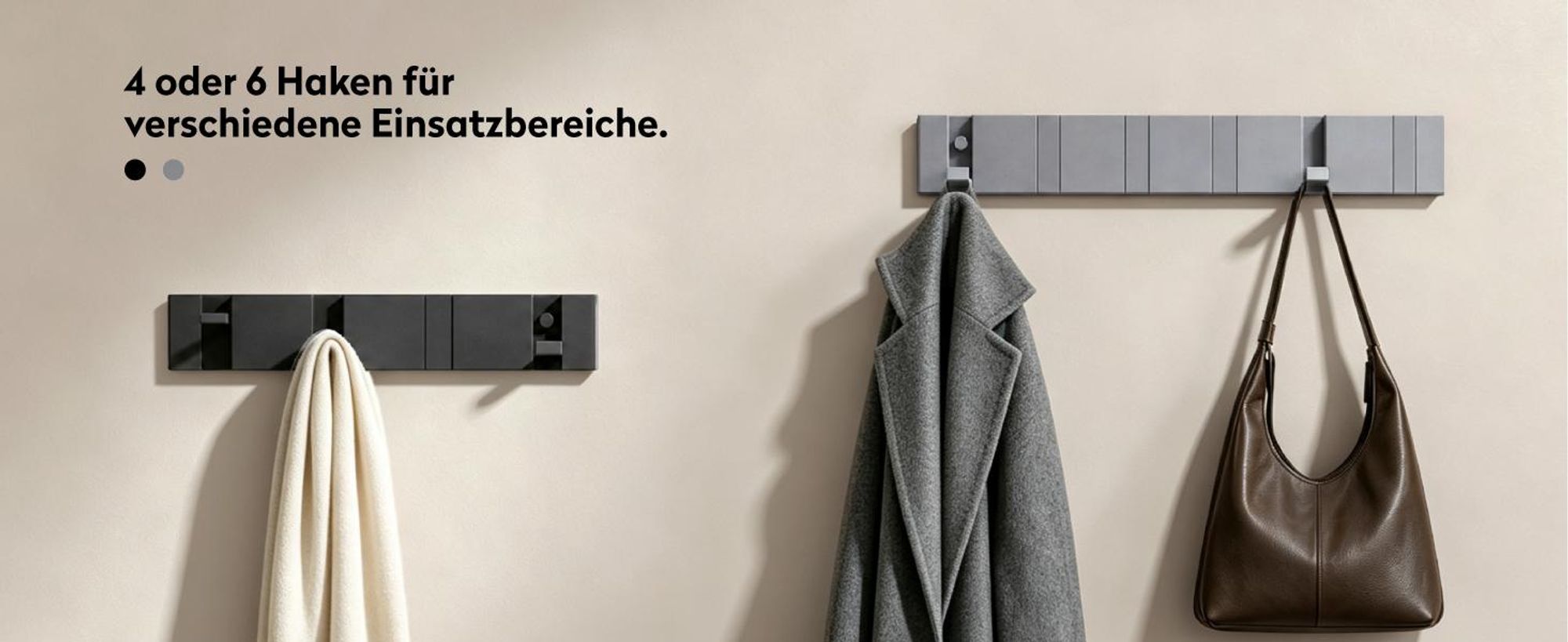 doporro Garderobenhaken Wand Moderne Wandgarderoben aus Aluminium Garderobenleiste klappbar kleiderhaken mit 6 Beweglichen Haken Wandhaken Schwarz