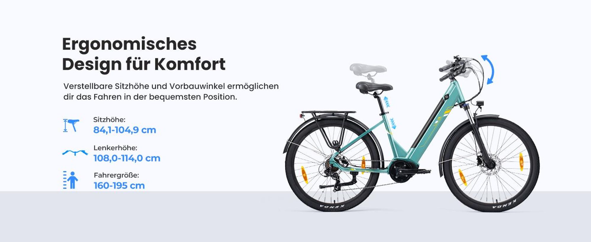 Touroll Urbano 3 E-Bike 250W, 540W Peak, 70Nm Drehmoment, 120km Reichweite, Hydraulikbremsen, Shimano 7-Gang