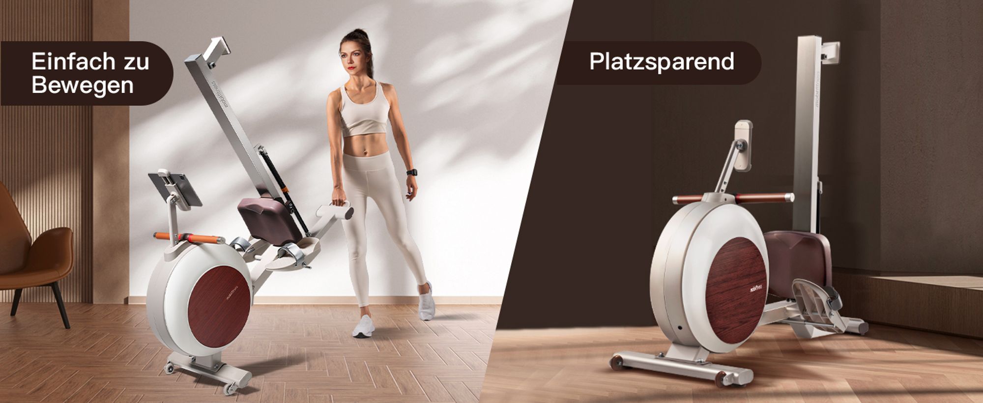 MOBI FITNESS Ruby Rudergerät mit Akku für Zuhause, Klappbares Rudergerät mit 40-stufigem Widerstand, leises Magnetbremssystem, 135kg belastbar