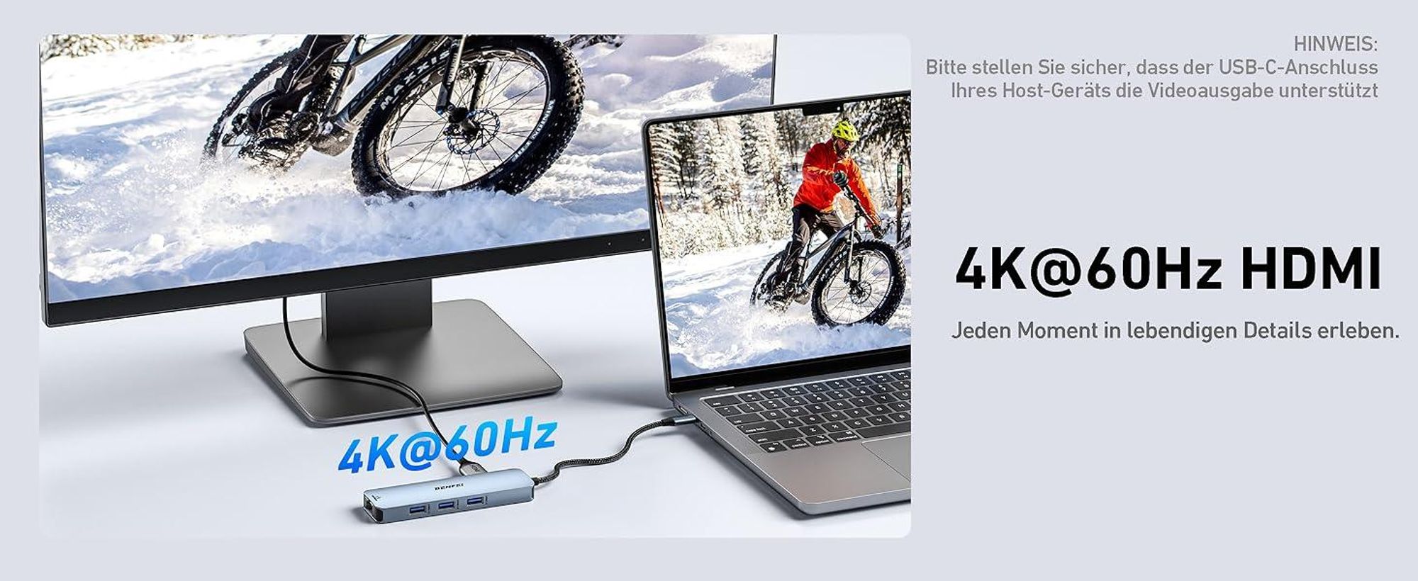 BENFEI Hubs USB C Hub 6in1 mit HDMI Ethernet und 100W PD