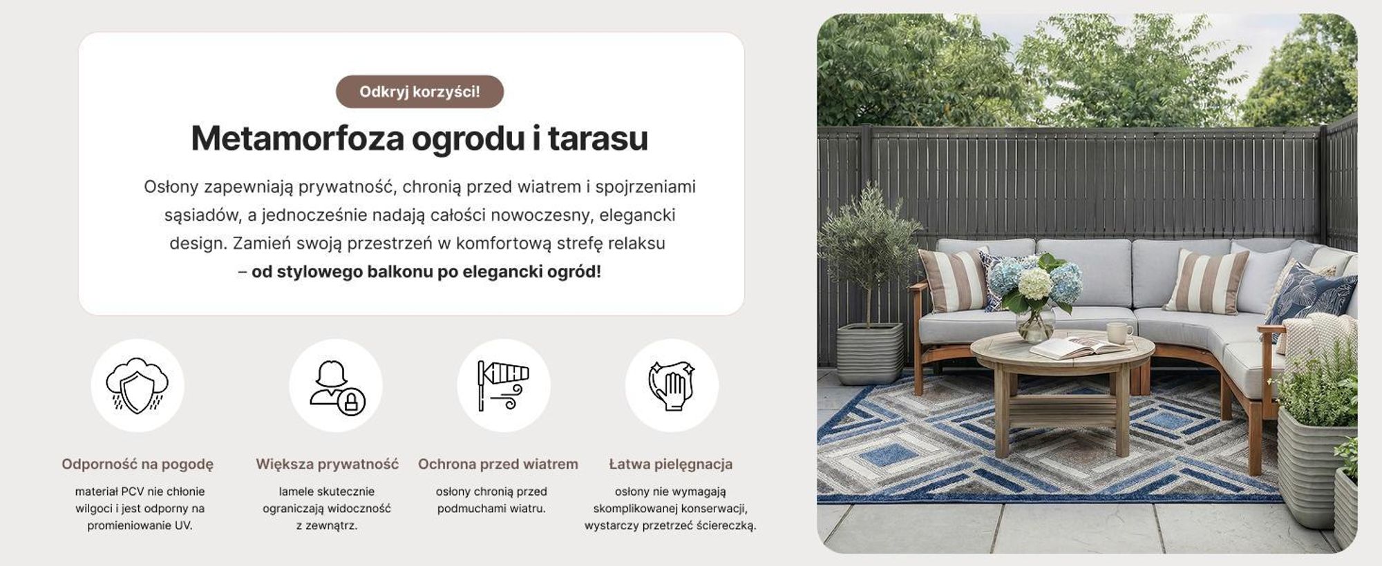 Osłona na Ogrodzenie Riposo Antracite Mazovia Całoroczna, Odporna na UV Szare Lamele na Płot Ogrodowy 153x250 cm
