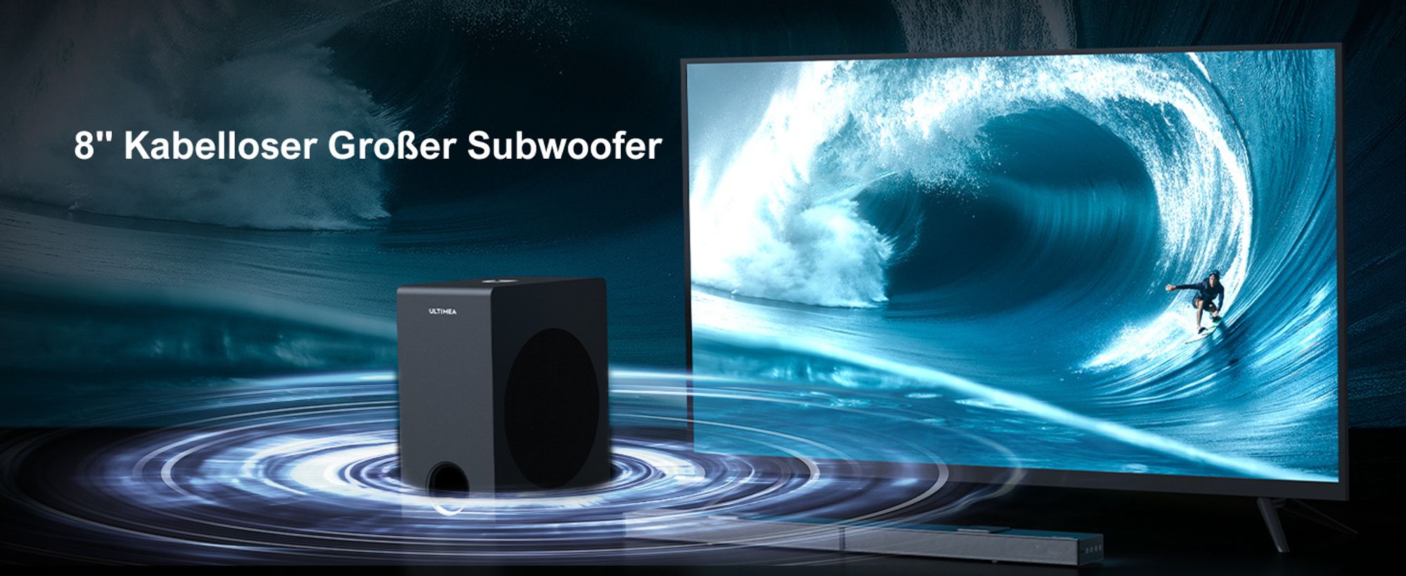 ULTIMEA 5.1.2 Kanal Soundbar für TV Geräte mit Dolby Atmos, Heimkino Surround Soundsystem mit Subwoofer für Kino Sound, HDMI/Opt/Bluetooth
