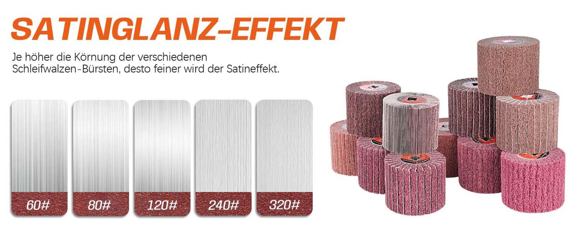120# Schleifwalzenbürste Polierbürste aus Aluoxid-beschichteten+PA-Fasern, 12x10cm, Kunstfaserbürste für Satinierer Schleifrolle Schleifen Renovierung