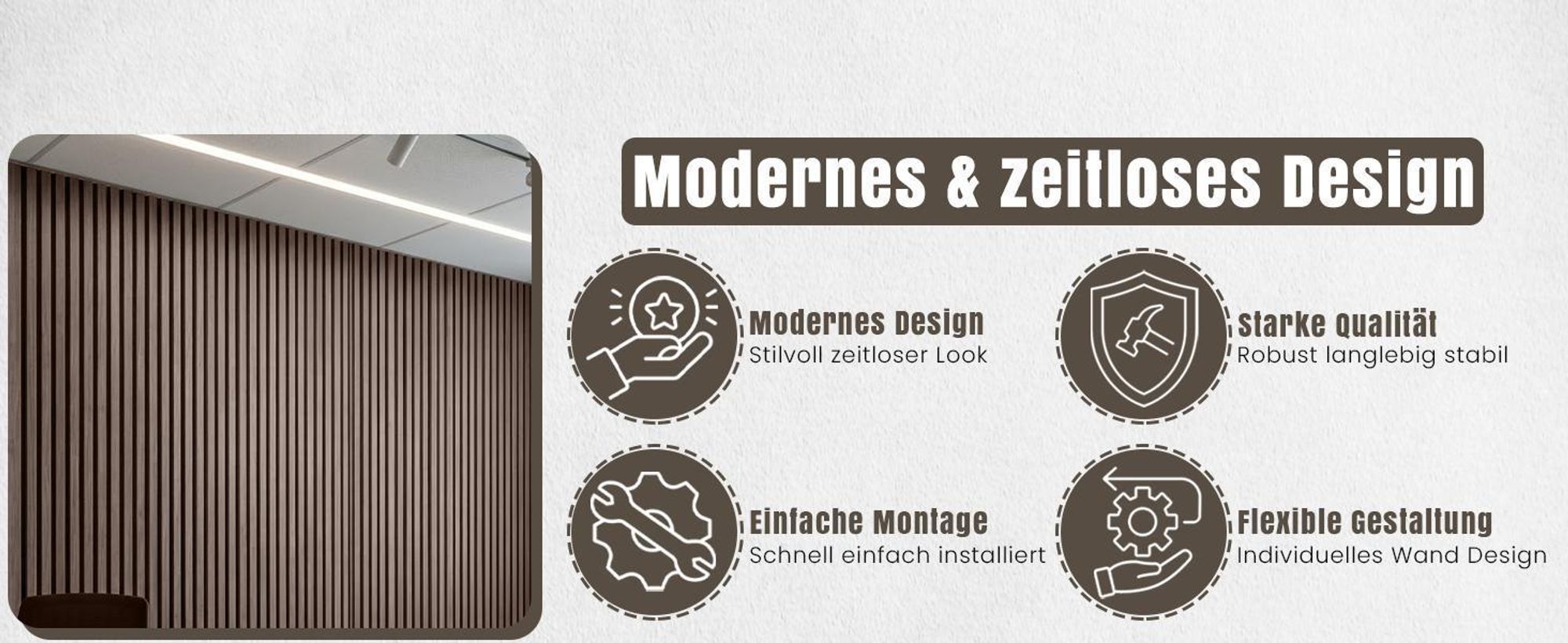LP Projekt Holzwandpaneel 120x60cm | Modernes 3D Akustikpaneel für Räume und Büros | Dekorativ Eiche Schwarz Wandpaneel geeignet für dekorative Wand