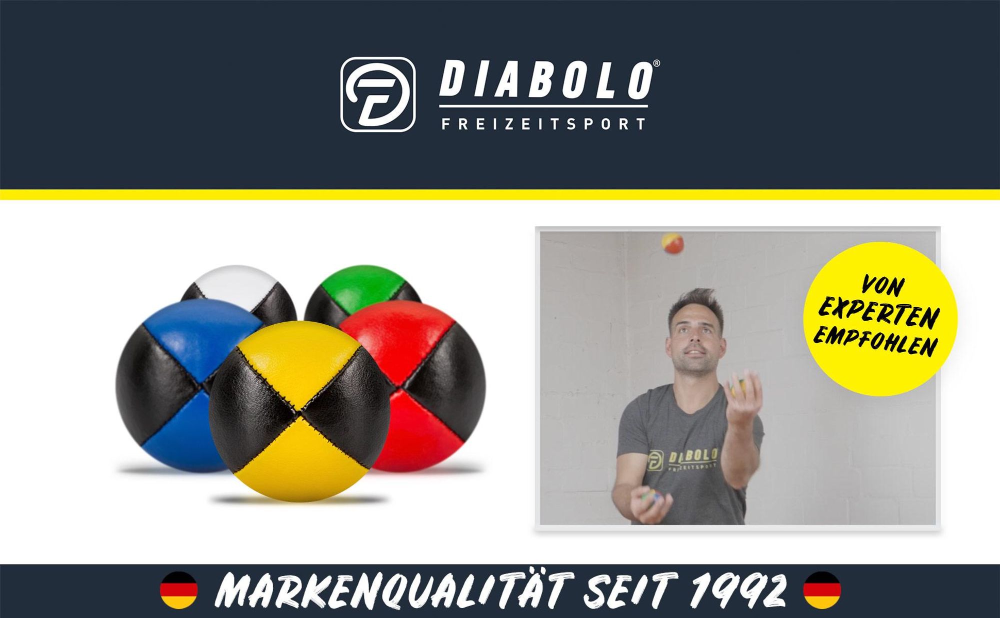 Diabolo jonglierbälle erwachsene -  62 mm Set mit 5 jonglierbälle In vier Farben | jonglierbälle anfänger kinder mit plastikfreier Geschenkverpackung