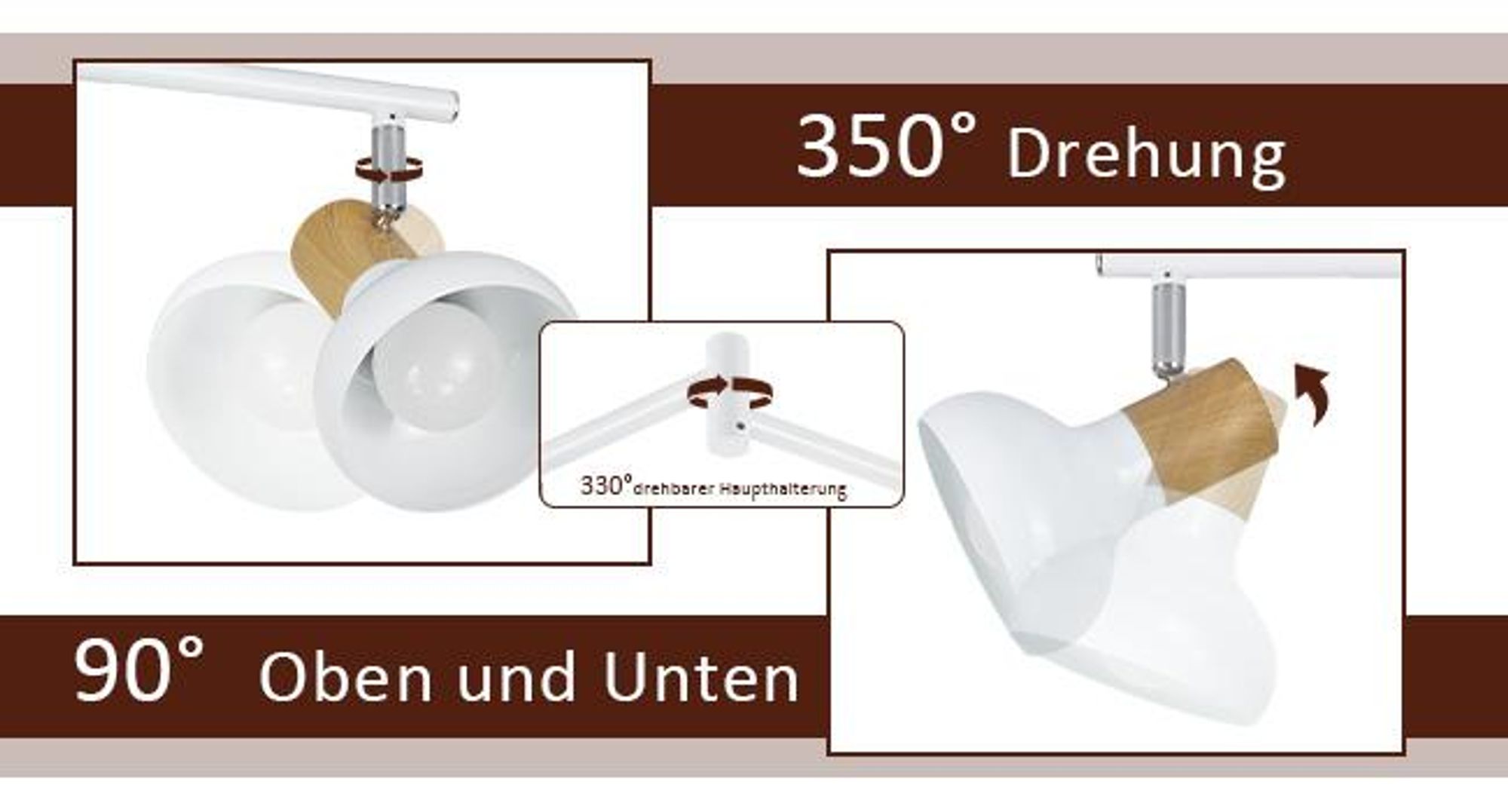 ZMH Deckenstrahler Flur Deckenleuchte Deckenlampe Innen 6 Flammig Strahler Mit Schwenkbar Industrial Weiß Eisen Deckenspots E14 Ohne Leuchtmittel