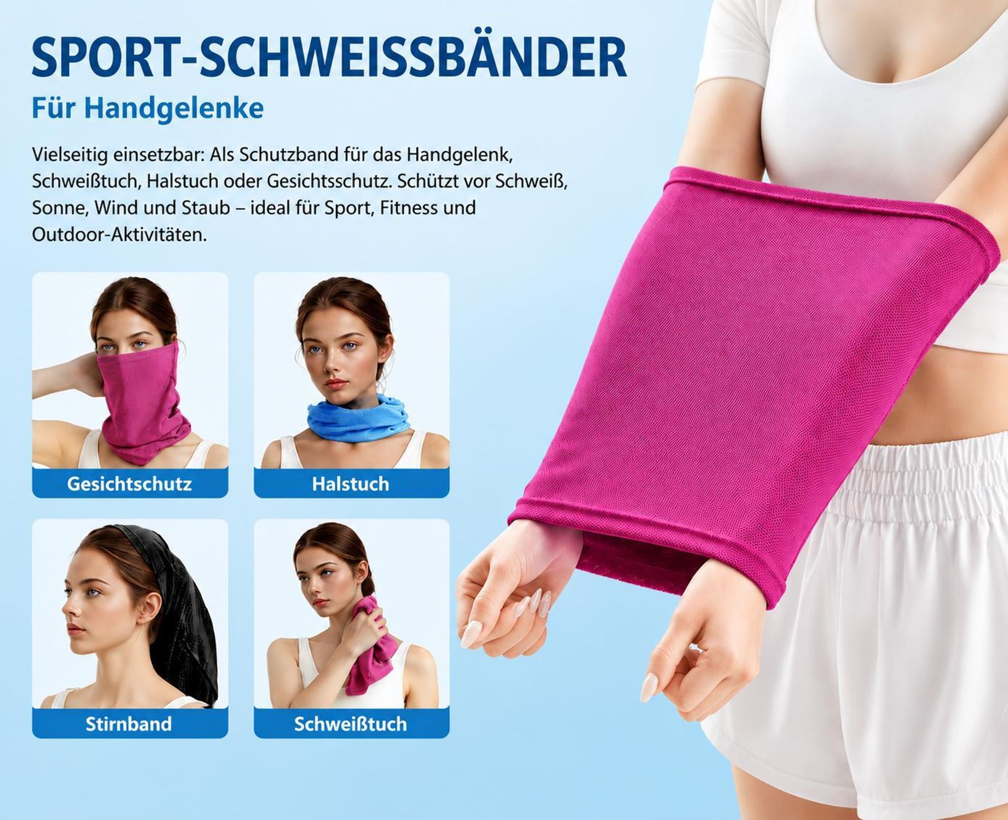 3 Stück Kühlhandtuch Cooling Towel, Sporthandtuch, Schweißband & Kühlband, schnelltrocknend, als Halsband,Stirnband,Armband für Fitness,Laufen,Outdoor