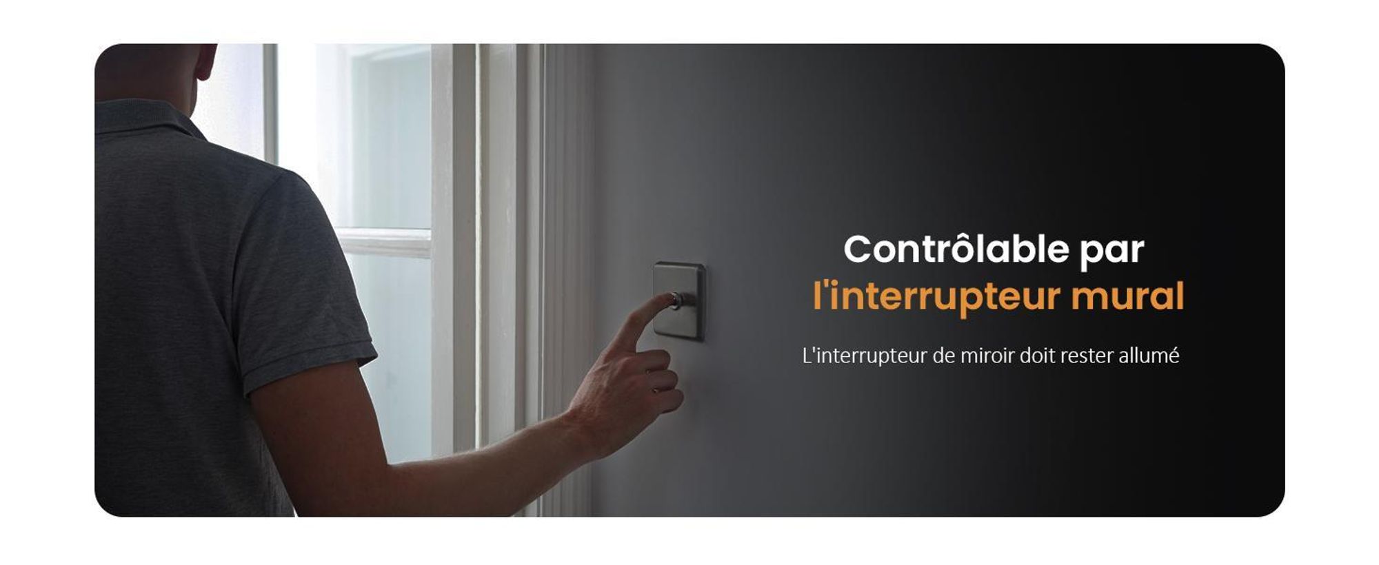 Miroir de salle de bain LED EMKE 60 x 80 cm avec éclairage et anti-buée, miroir mural avec interrupteur mécanique Miroir de salle de bain 3000 K/6500 K Couleurs de lumière