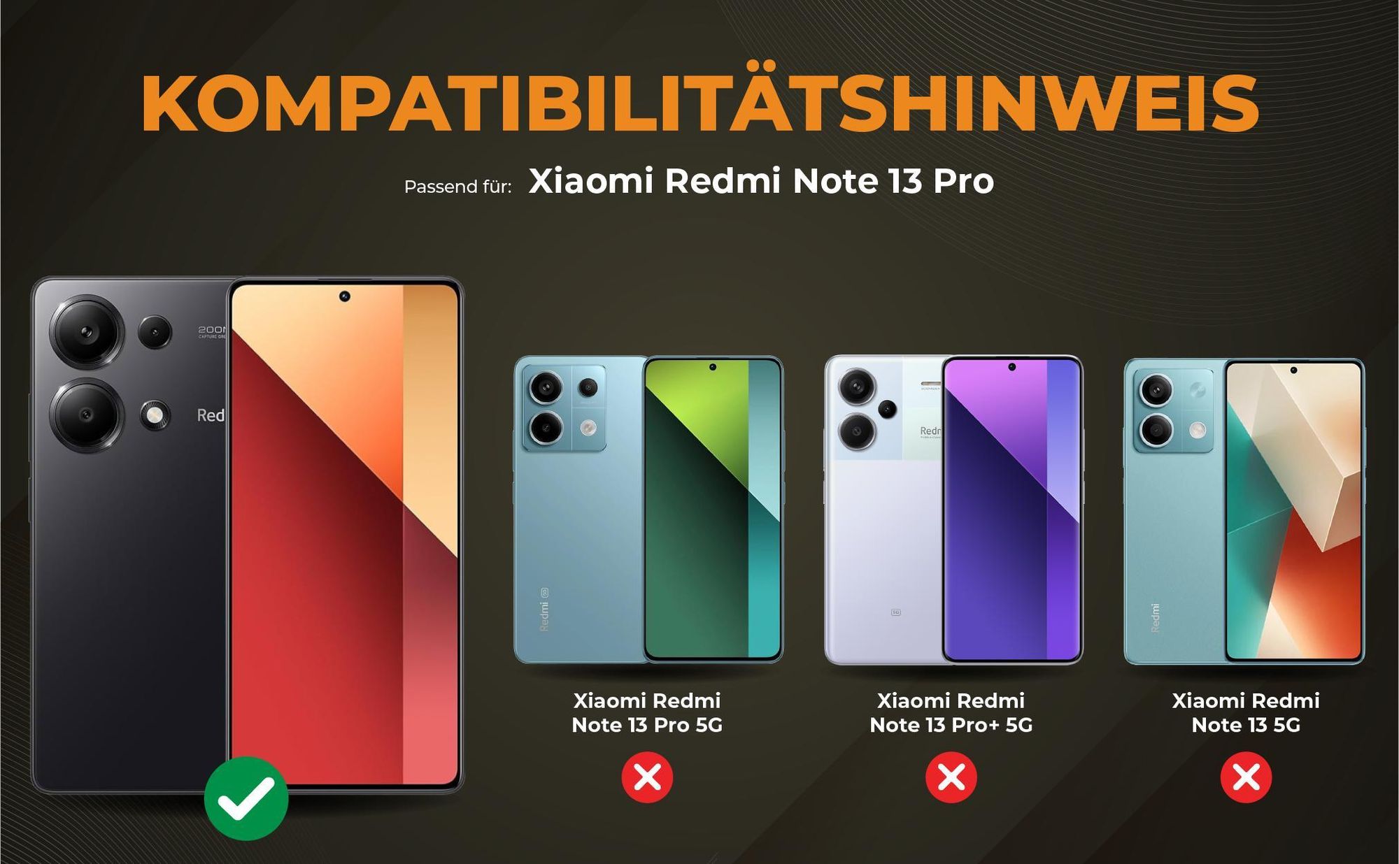 Kompatibilitätshinweise Hülle für Xiaomi Redmi Note 13 Pro