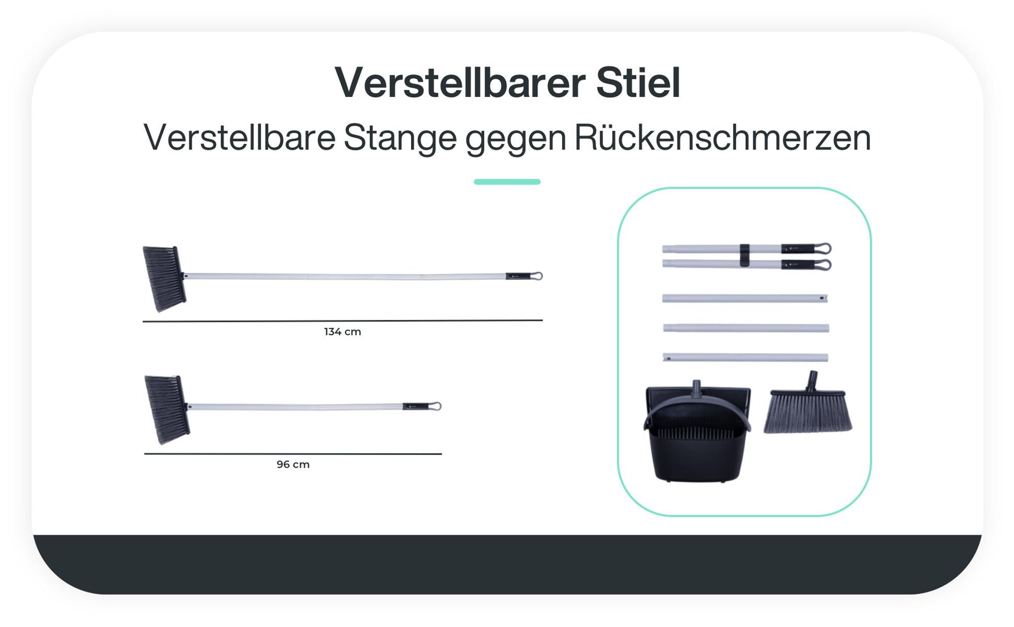 Besen mit verstellbarem Stiel für verschiedene Höhen