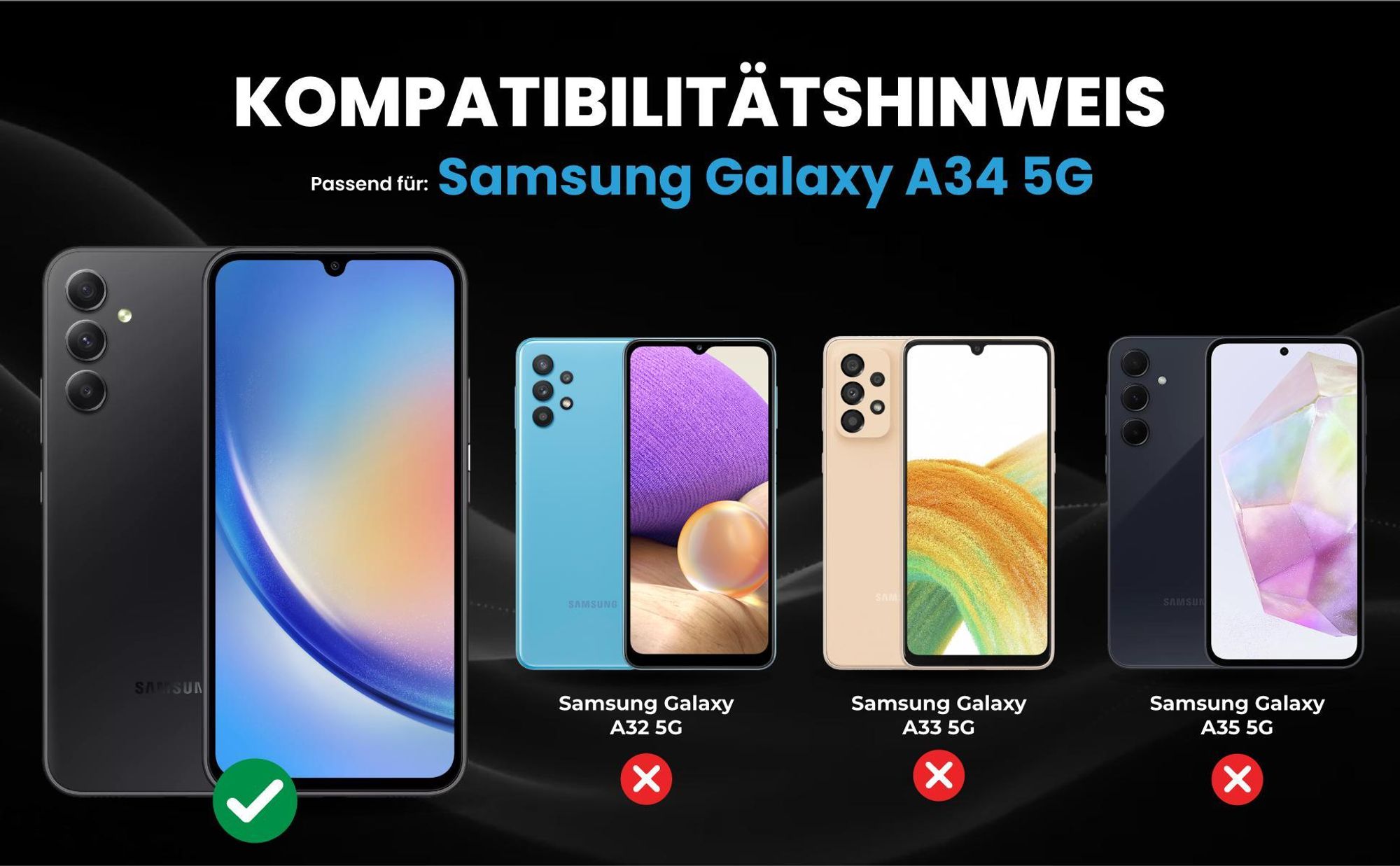 Kompatibilitätshinweise Hülle für Samsung Galaxy A34 5G