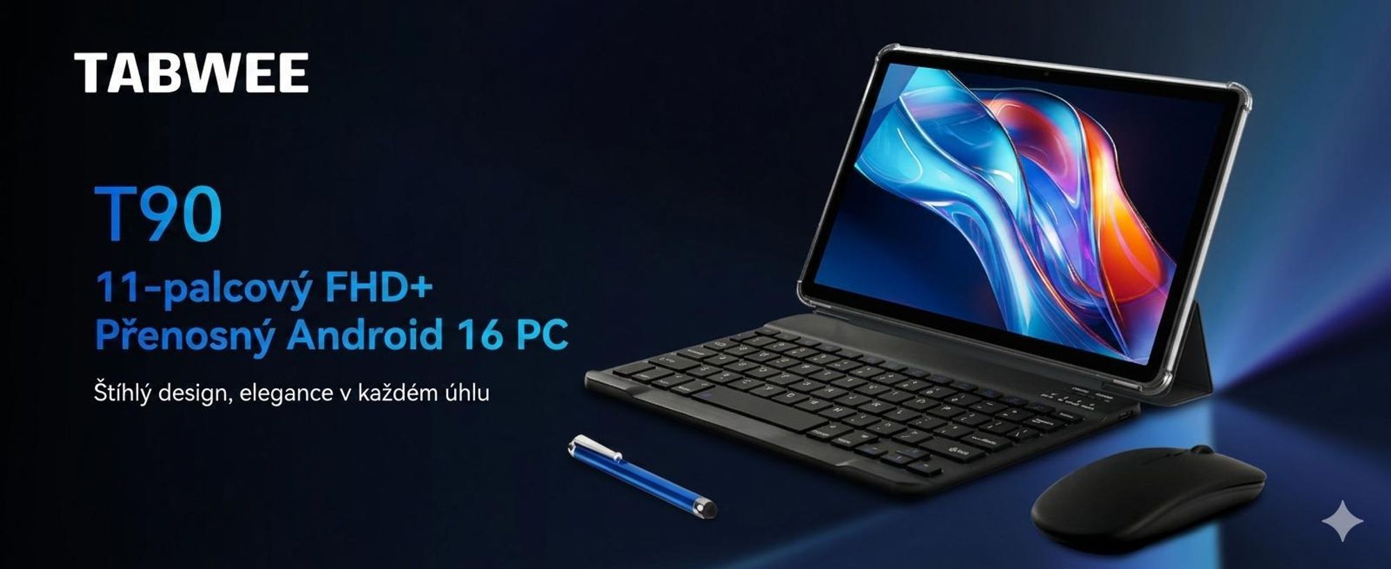 T90 Android 16 tablet s klávesnicí a stylusem - 11"tablet, 24+128GB/2TB TF,1920x1200FHD+, osmijádrový procesor, 8000 mAh, Face ID, 13MP+5MP,GPS