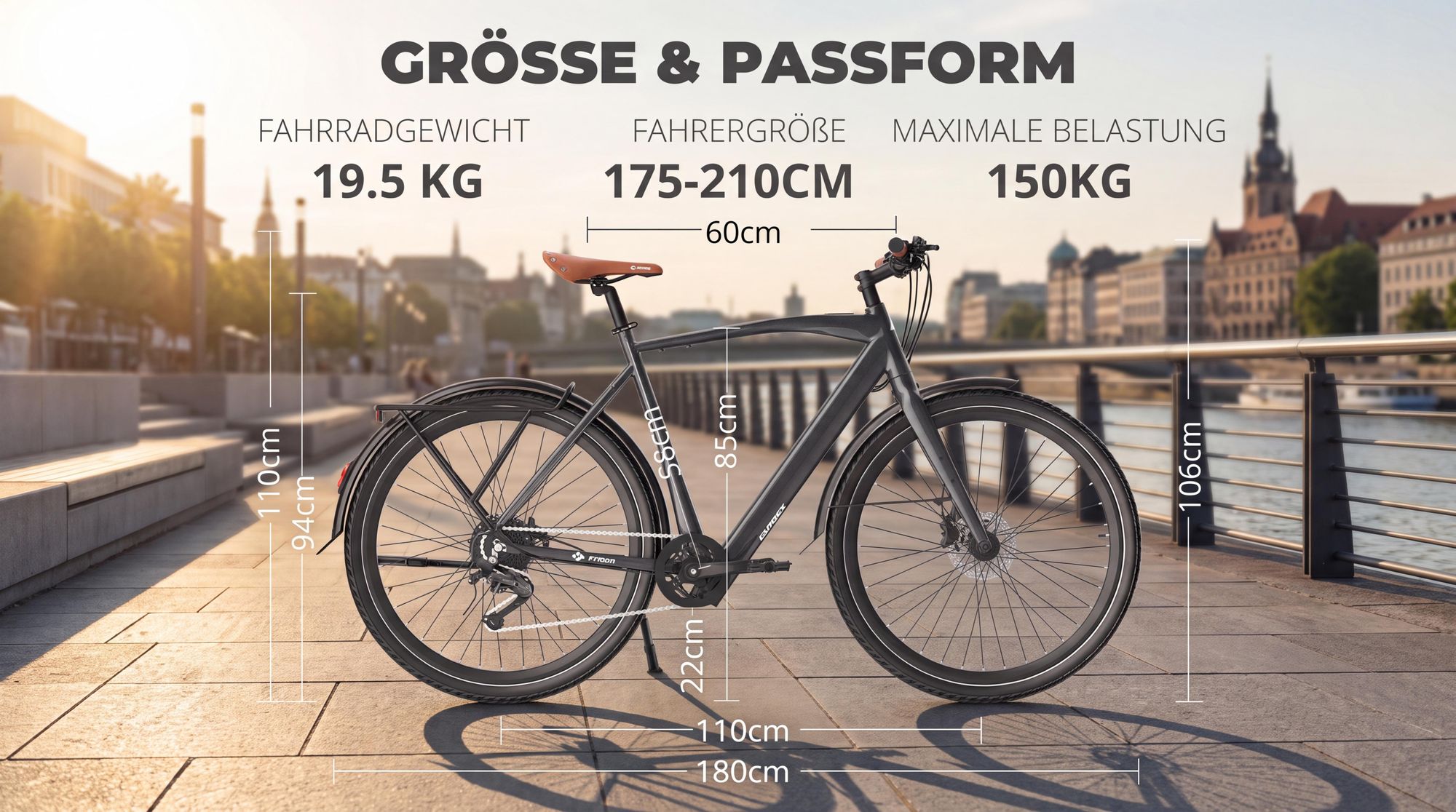 E-Bike 175 - 210 cm 28 Zoll Rostfreie Aluminiumlegierung 250 W bis zu 100 km Pedelec Wasserdicht IPX4 mit Shimano 9 Gang, Blau
