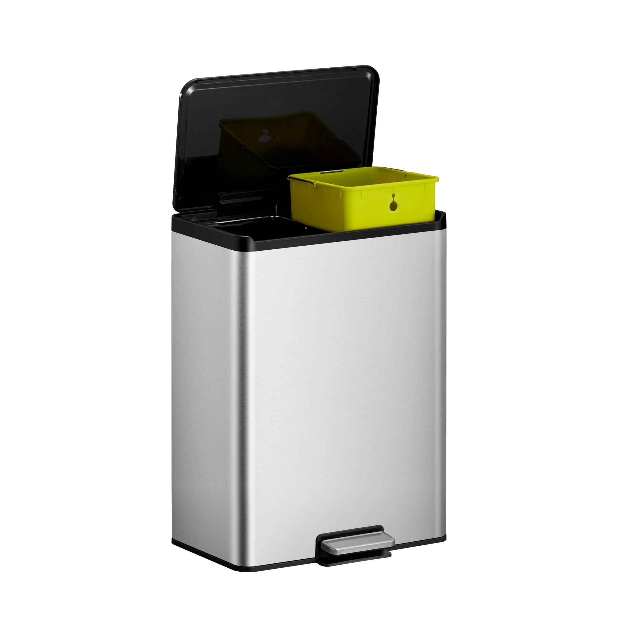 EKO - Pedálový odpadkový koš Essential Recycler 20+20 litrů - Nerezová ocel - Matná nerezová ocel
