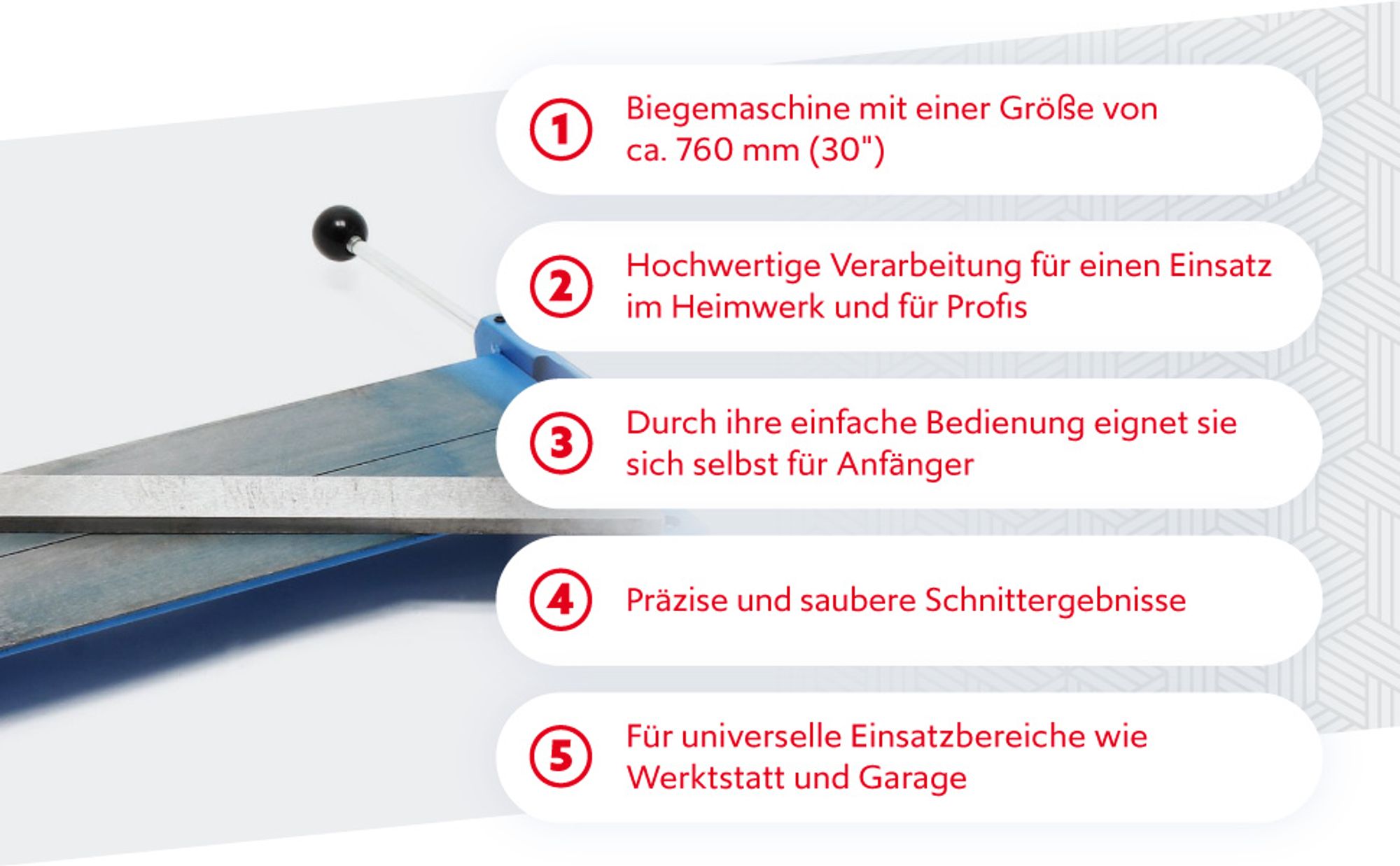 Wiltec Blechbiegemaschine 760 mm (30") Blechlänge, max. 90° Biegewinkel, Abkantbank zum Blech Abkanten aus Gusseisen in Schwarz