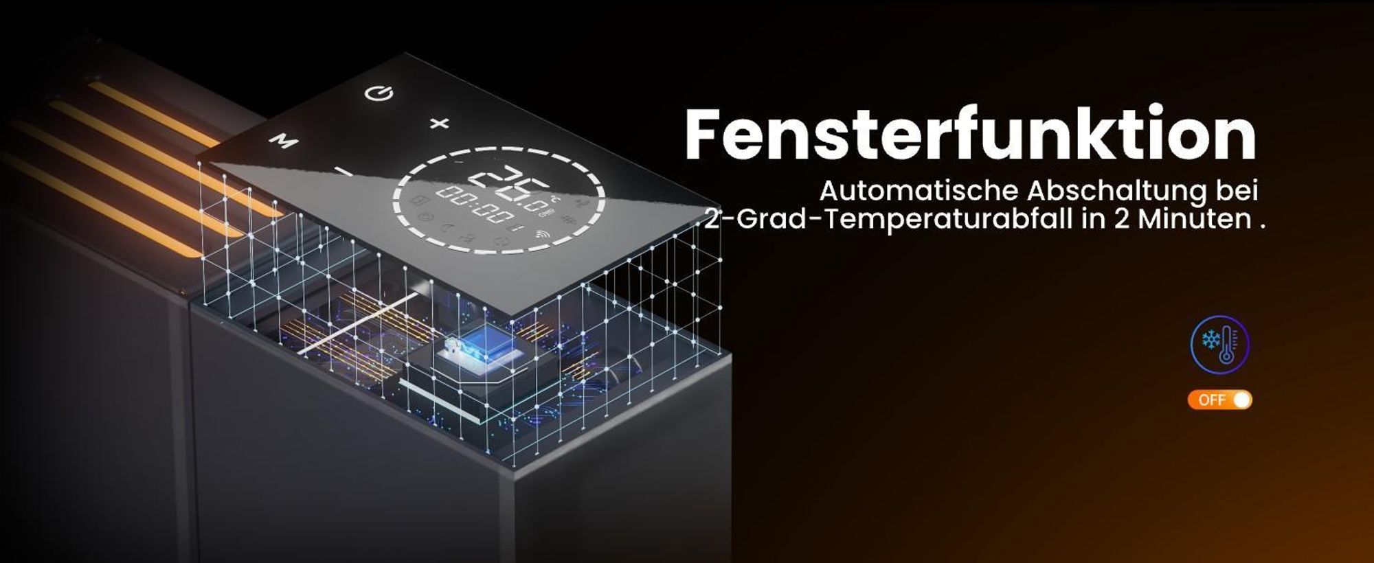 EMKE® Elektroheizung 1000W LCD Display Elektro Konvektor Anthrazit WiFi + Alexa/Google Home Standgerät+Wandmontage Anthrazit Elektroheizkörper für 9m²