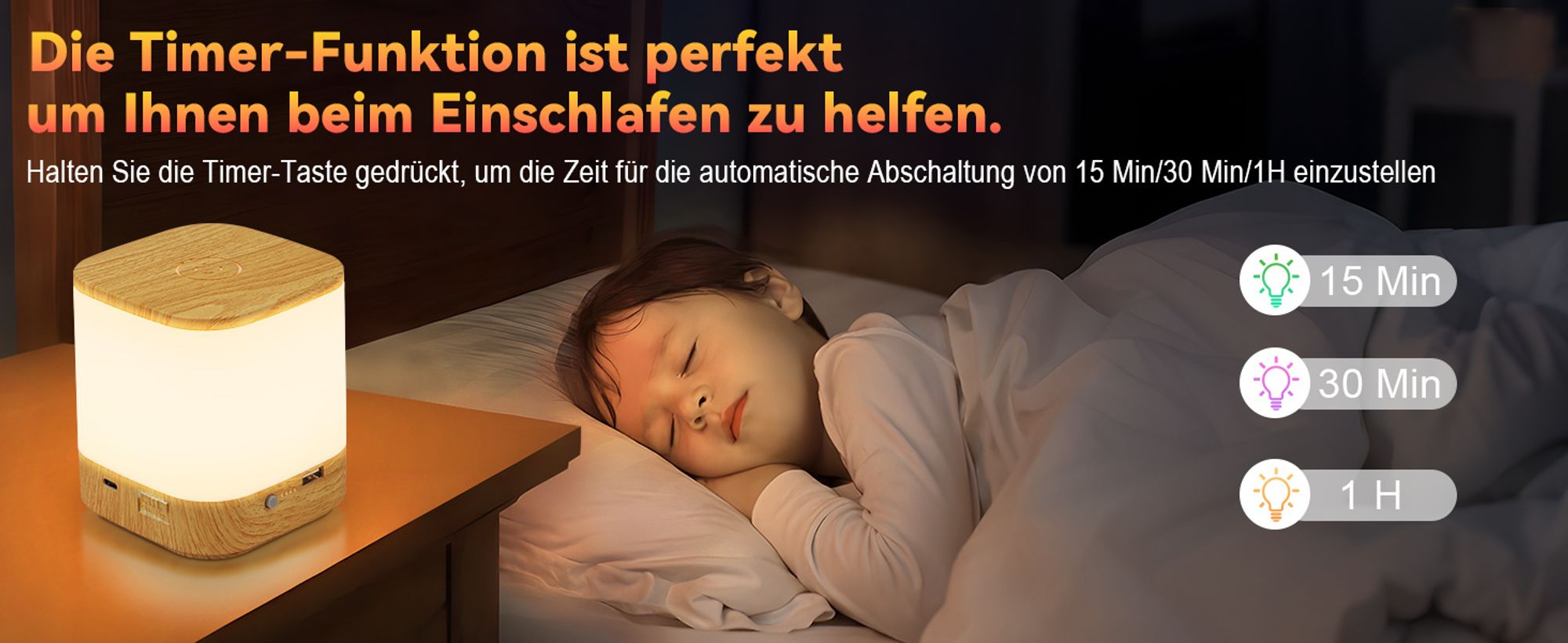 ZMH Nachtlicht Kabellos LED Touch Dimmbar Tischlampe Akku mit 3 Farbtemperaturen 3600mAH USB Aufladbar Nachttischlampe Timing Funktion