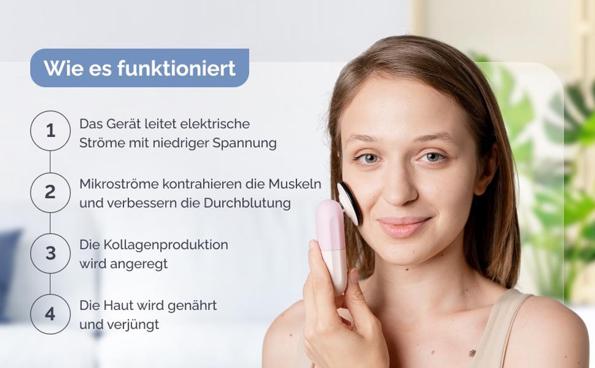 Kosmetisches Gerät Faltenentferner Gesichtsmassagegerät mit ION- und Heiße- GESS Reisen