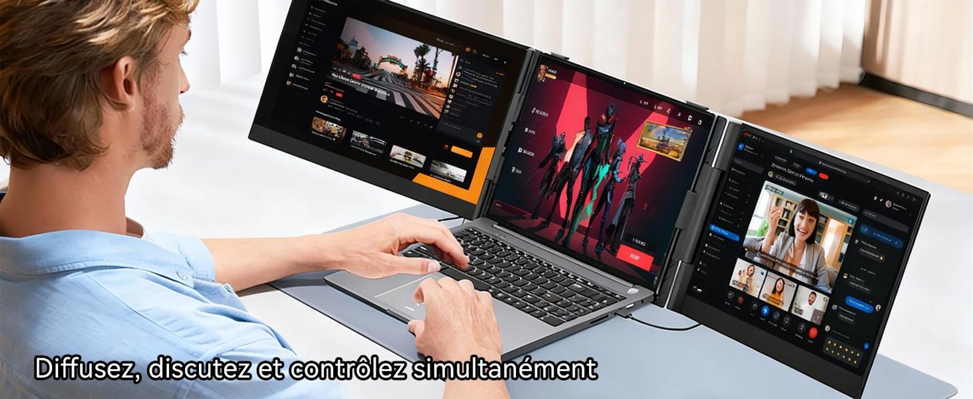 Écran portable Blackview DCM6 14 pouces, moniteur double écran pour ordinateur portable, ultrafin, FHD, compatible avec les ordinateurs portables de 13,3 à 17,3 pou pivotant à 180°, compatible Windows/Mac/Android