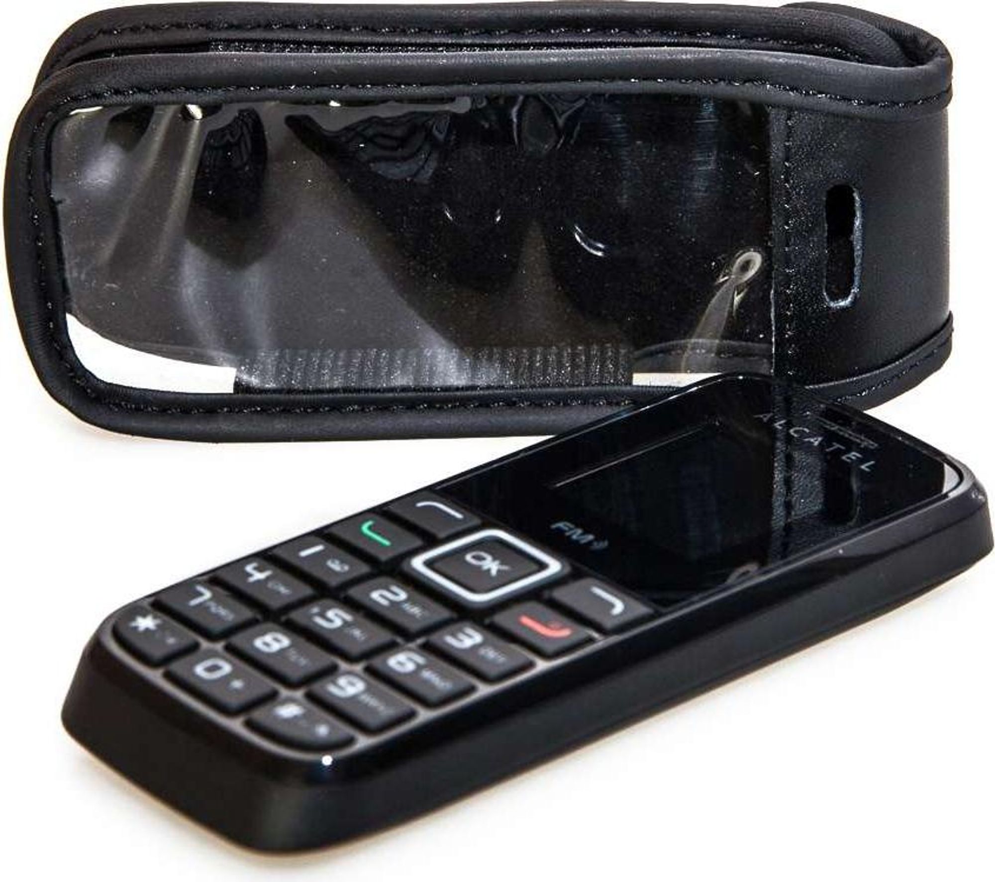 caseroxx Ledertasche mit Gürtelclip kompatibel mit Alcatel 1010D / 1010X aus Echtleder, Tasche mit Gürtelclip und Sichtfenster  Bild 1