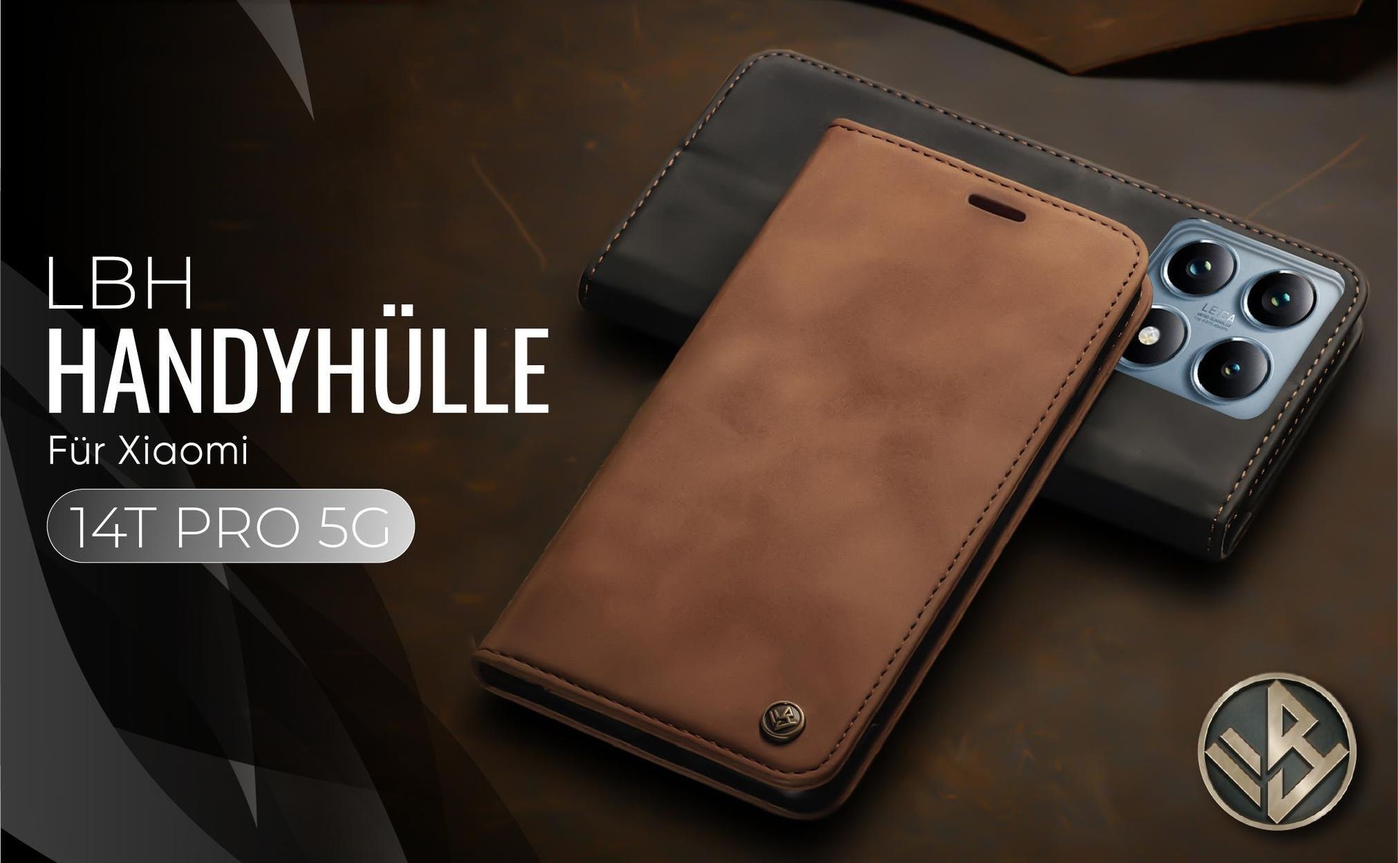 Hochwertige Klapphülle für Xiaomi 14T Pro im klassischen Design