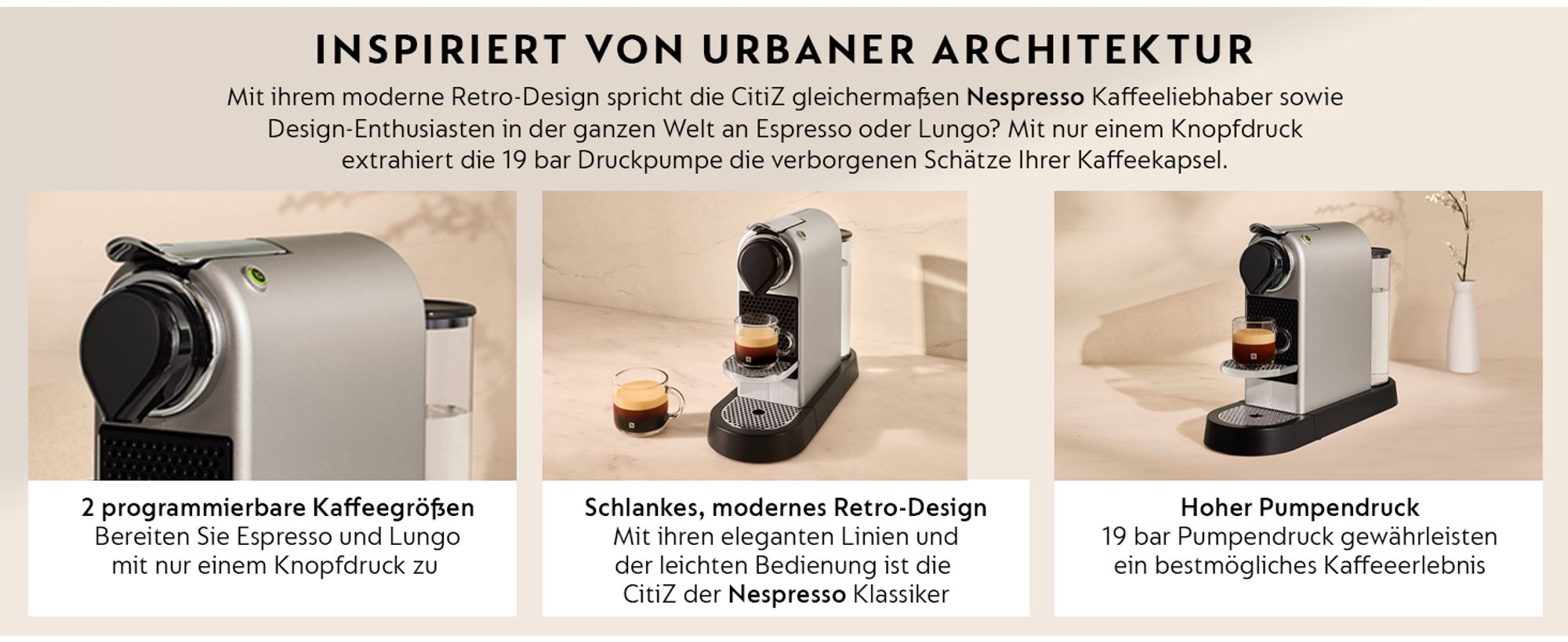 NESPRESSO ORIGINAL CitiZ | Kaffeekapselmaschine von Krups | Silber