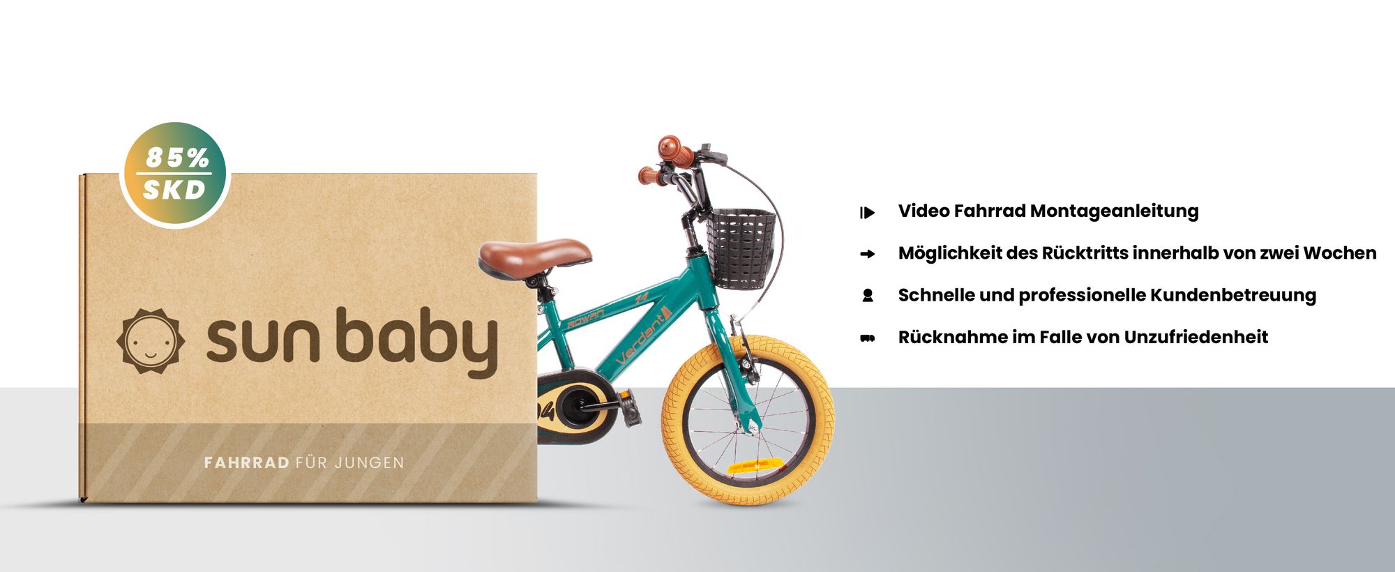 Sun Baby Verdant Rowan Kinderfahrrad Jungen Fahrrad Stützräder 12 14 16 Zoll ab 4-6 Jahre BMX Kinder Fahhrad (16 Zoll, blau)