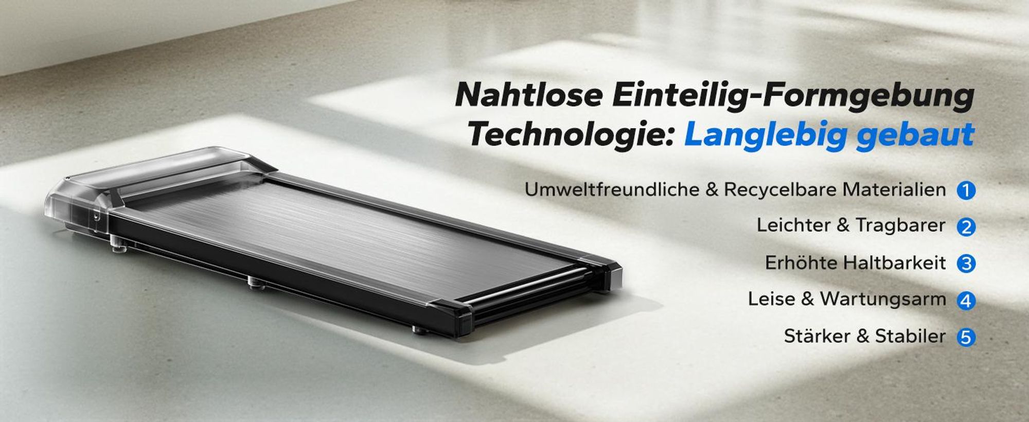 3-in-1 Laufband für Zuhause mit LED-Anzeige, App, Trainingskursen & Öko-Materialien, Leise <50 dB, 2,5 PS Motor, 2–6 km/h, für Homefitness, bis 120 kg