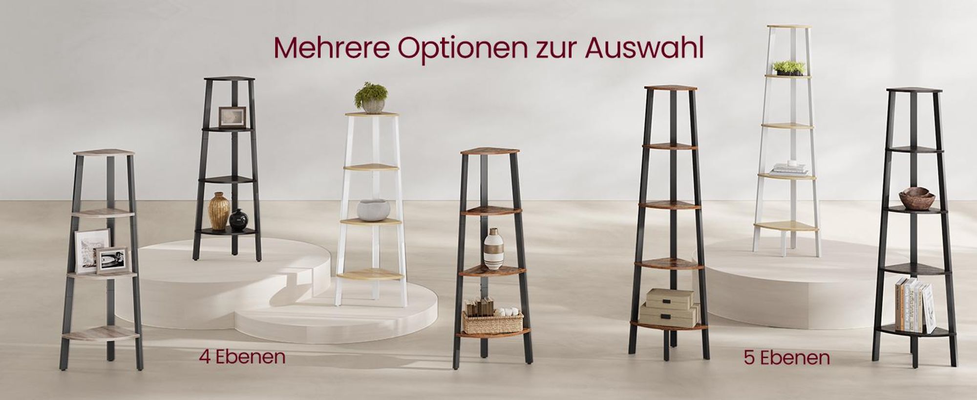 VASAGLE Eckregal, Bücherregal, mit 5 Ebenen, H: 159cm, mit Stahlrahmen
