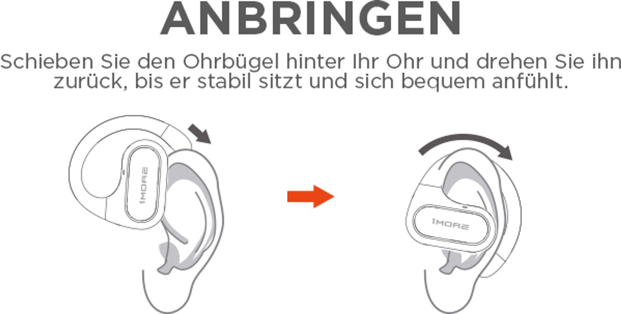 Drahtlose Kopfhörer 1More Fit Se Open (Schwarz)